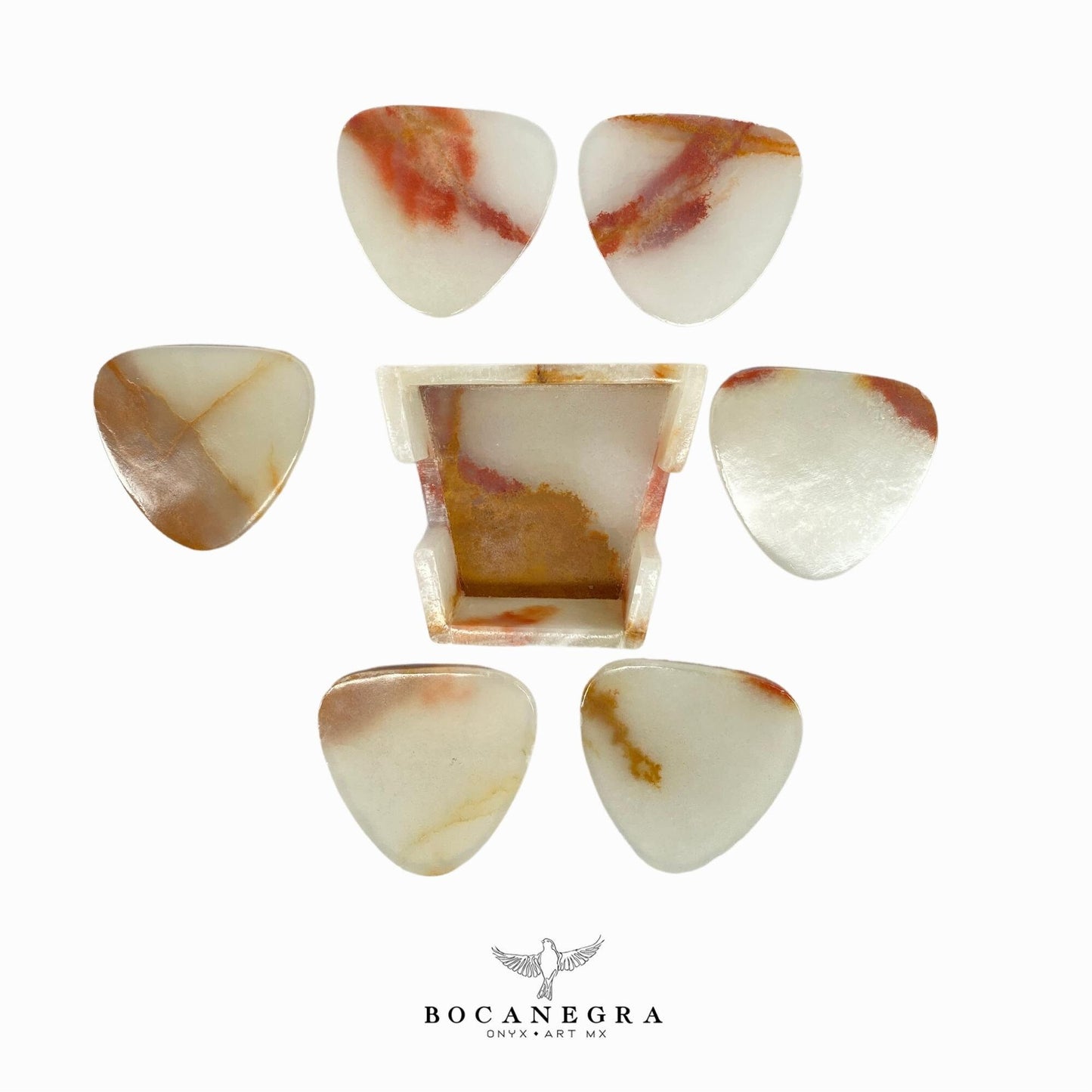 Coasters Set of 6 beige & brown Onyx⎪Cup Onyx Holder