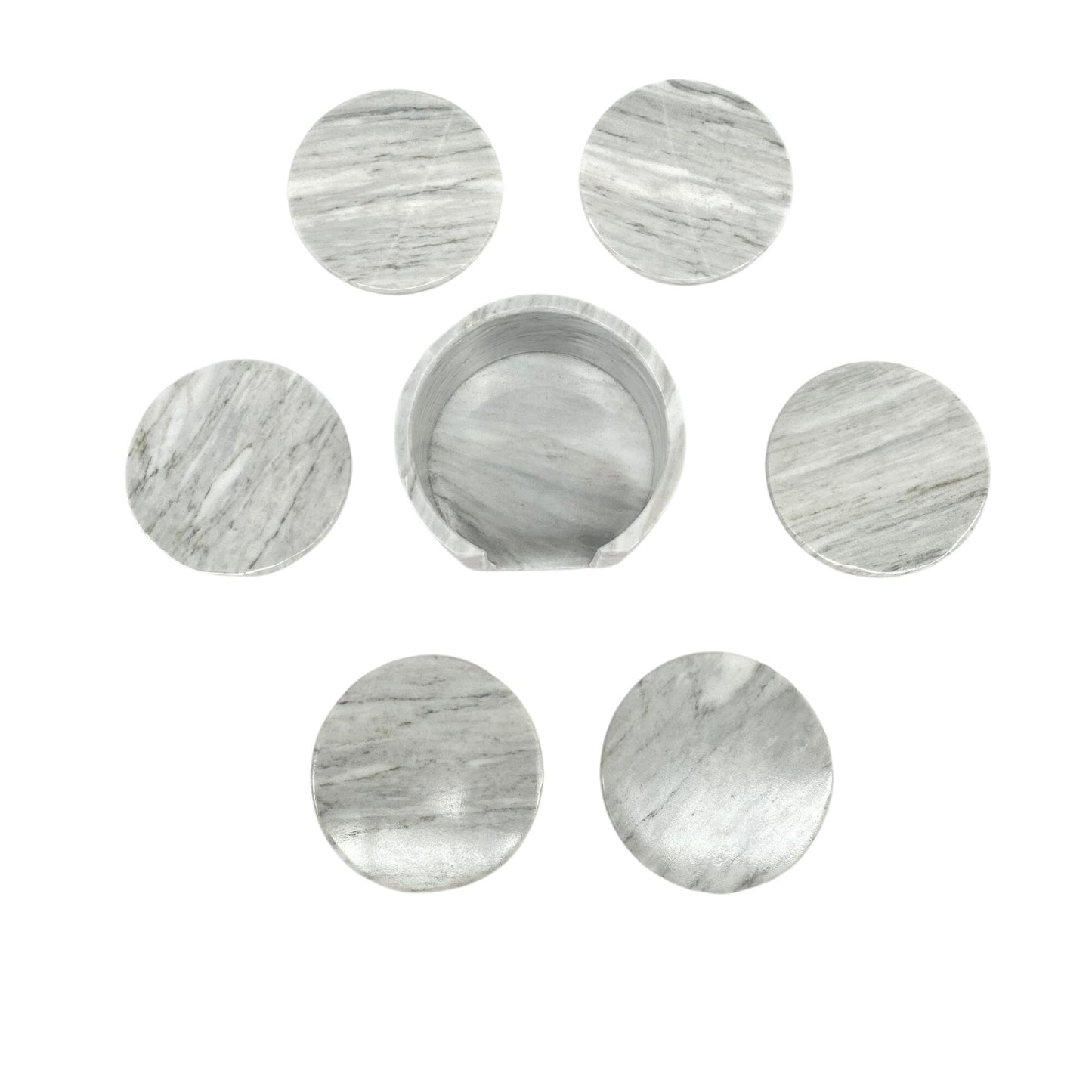 White Marble Coasters Set - Cup holder (6 Set)