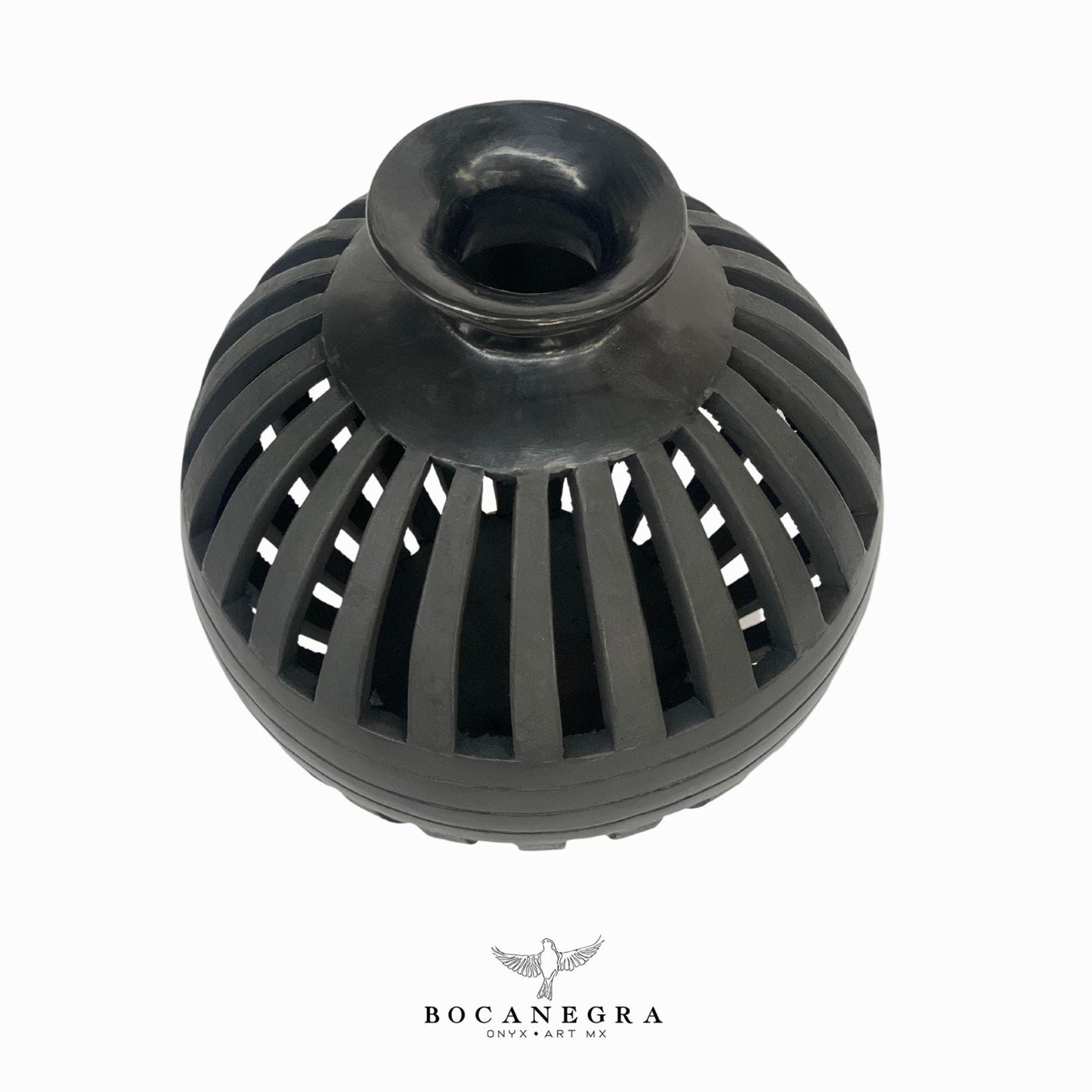 Black Clay Carved Vase - Decorative jar - Mexican barro negro