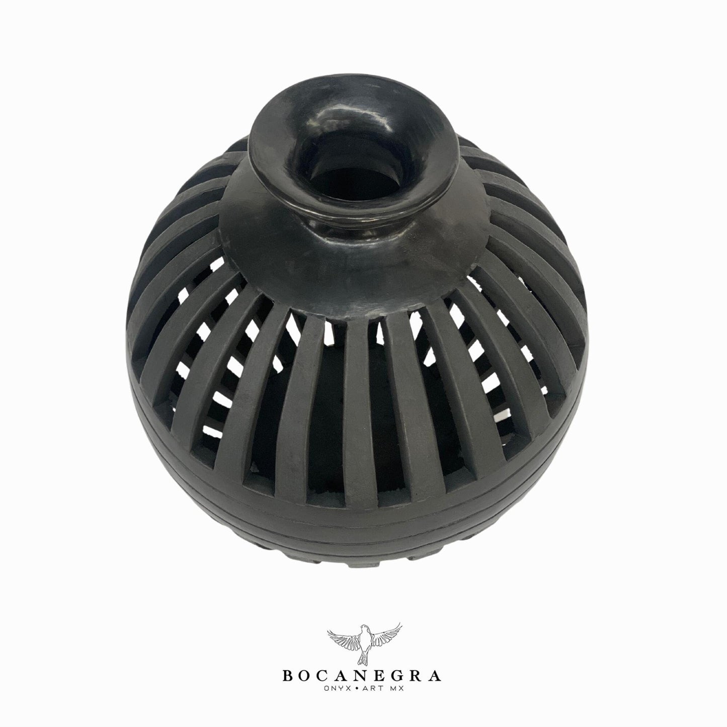 Black Clay Carved Vase - Decorative jar - Mexican barro negro