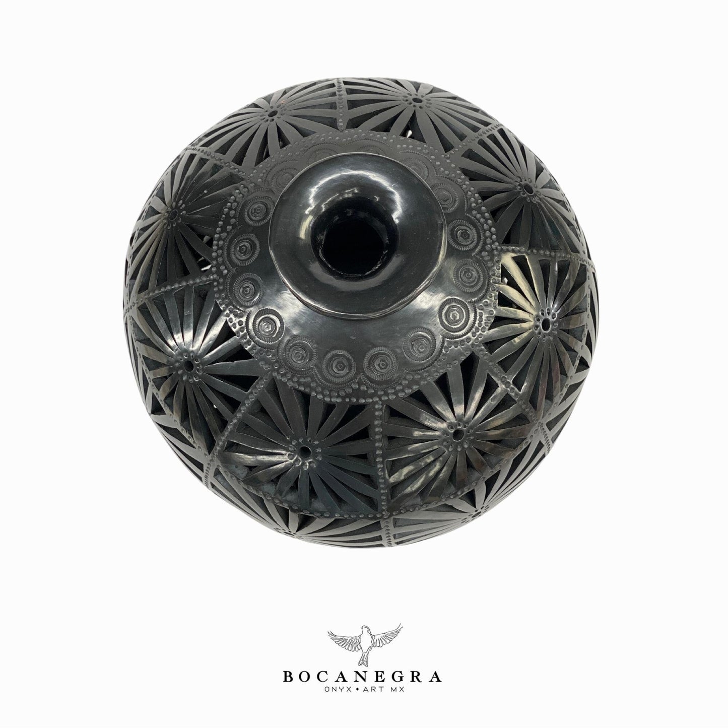 Black Clay Carved Vase - Decorative jar - Mexican barro negro