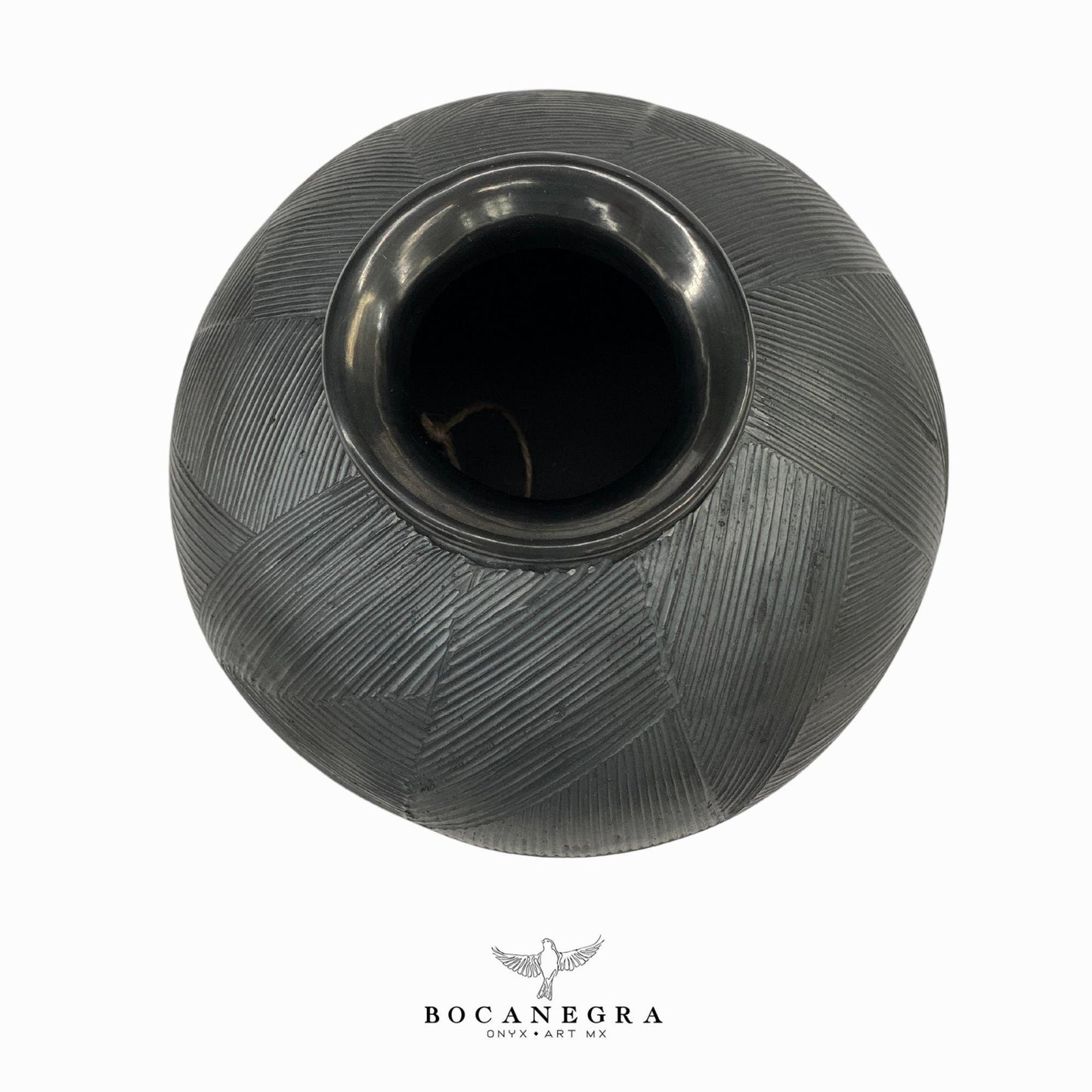 Black Clay Carved Vase - Decorative jar - Mexican barro negro