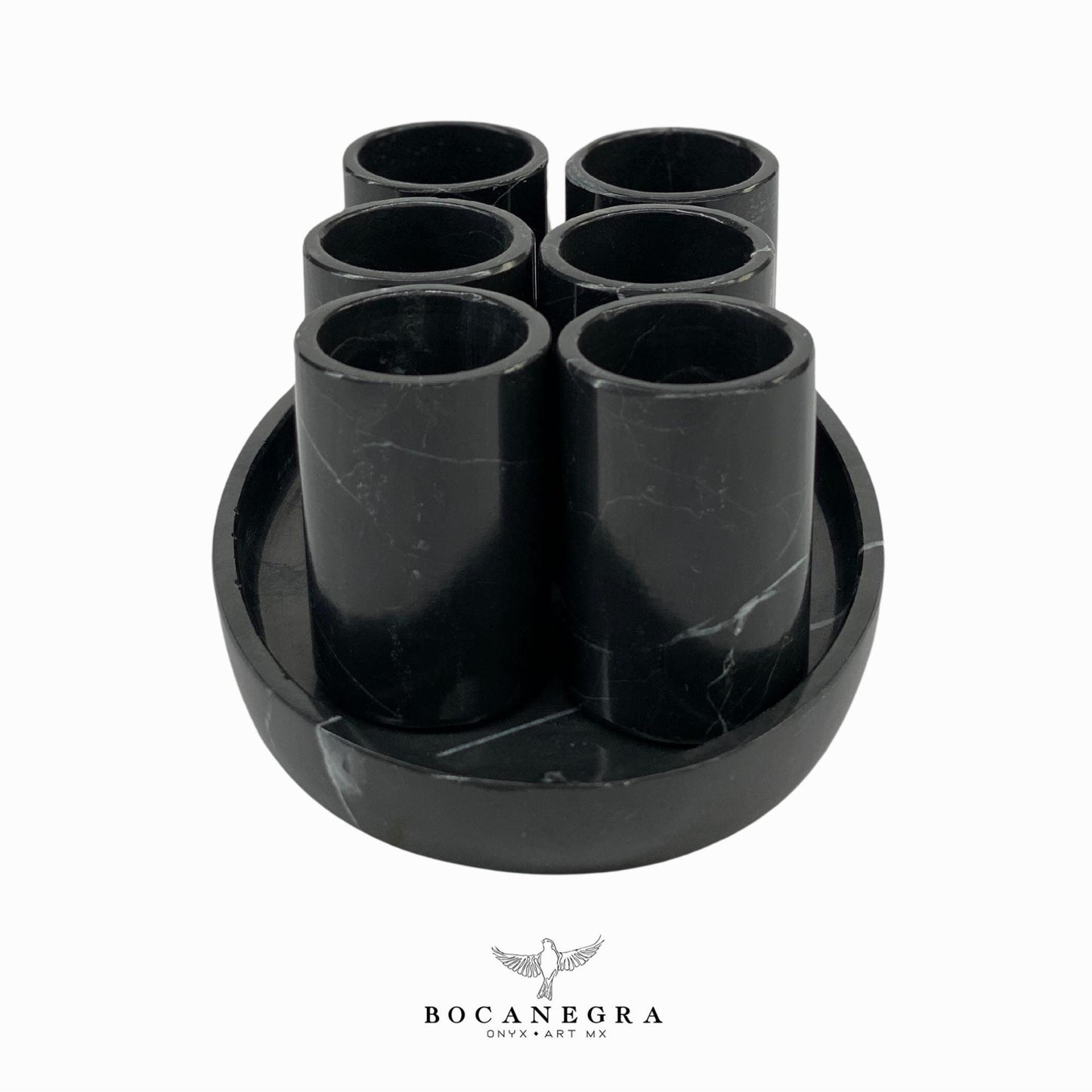 Black Marble Tequila Shots - Hand carved shot - (Set of 6)