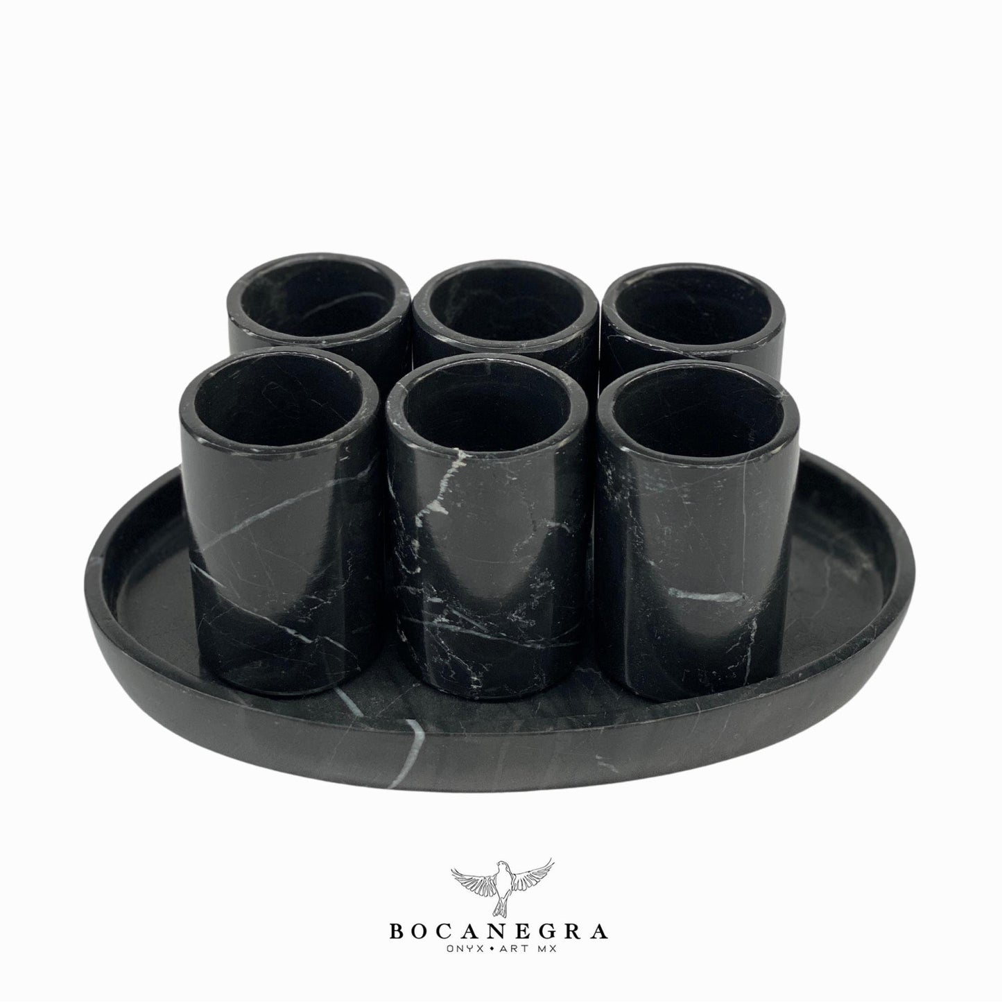 Black Marble Tequila Shots - Hand carved shot - (Set of 6)