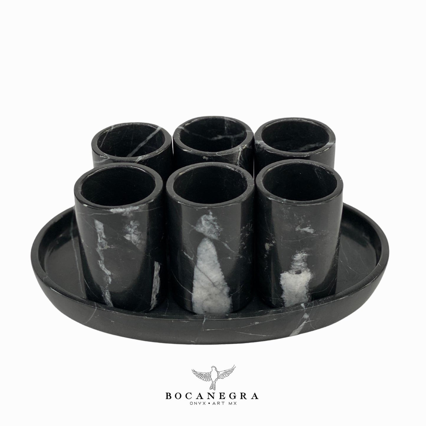 Black Marble Tequila Shots - Hand carved shot - (Set of 6)