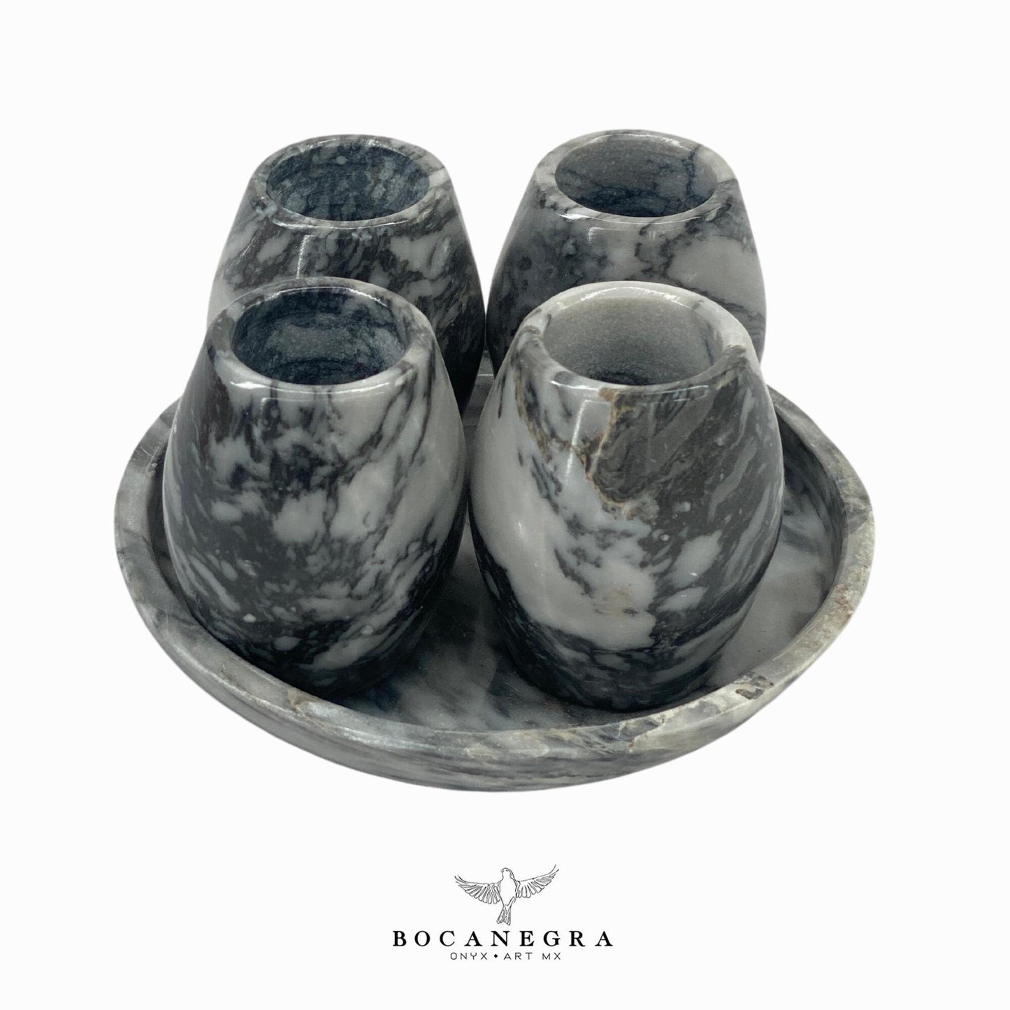 Gray Marble Tequila Shots - Hand carved shot - (Set of 4)