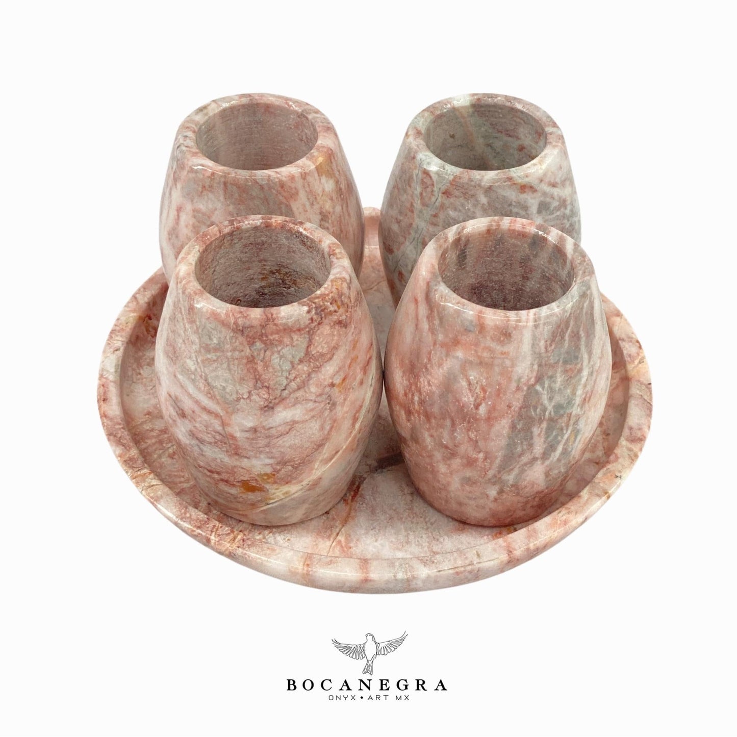 Pink Marble Tequila Shots - Hand carved shot - (Set of 4)