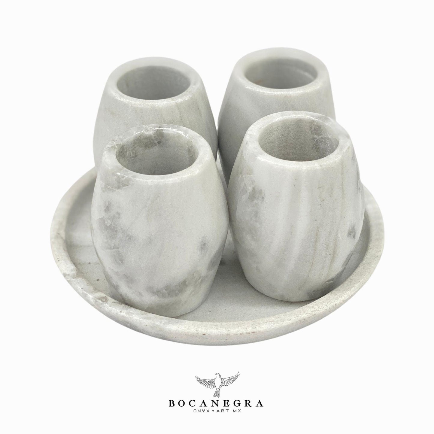 White Marble Tequila Shots - Hand carved shot - (Set of 4)