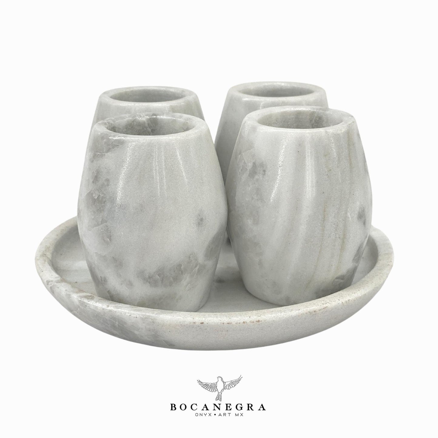 White Marble Tequila Shots - Hand carved shot - (Set of 4)