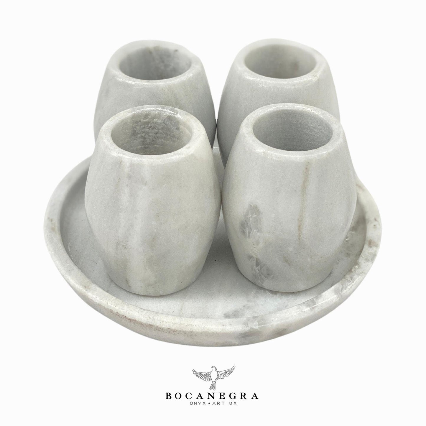 White Marble Tequila Shots - Hand carved shot - (Set of 4)