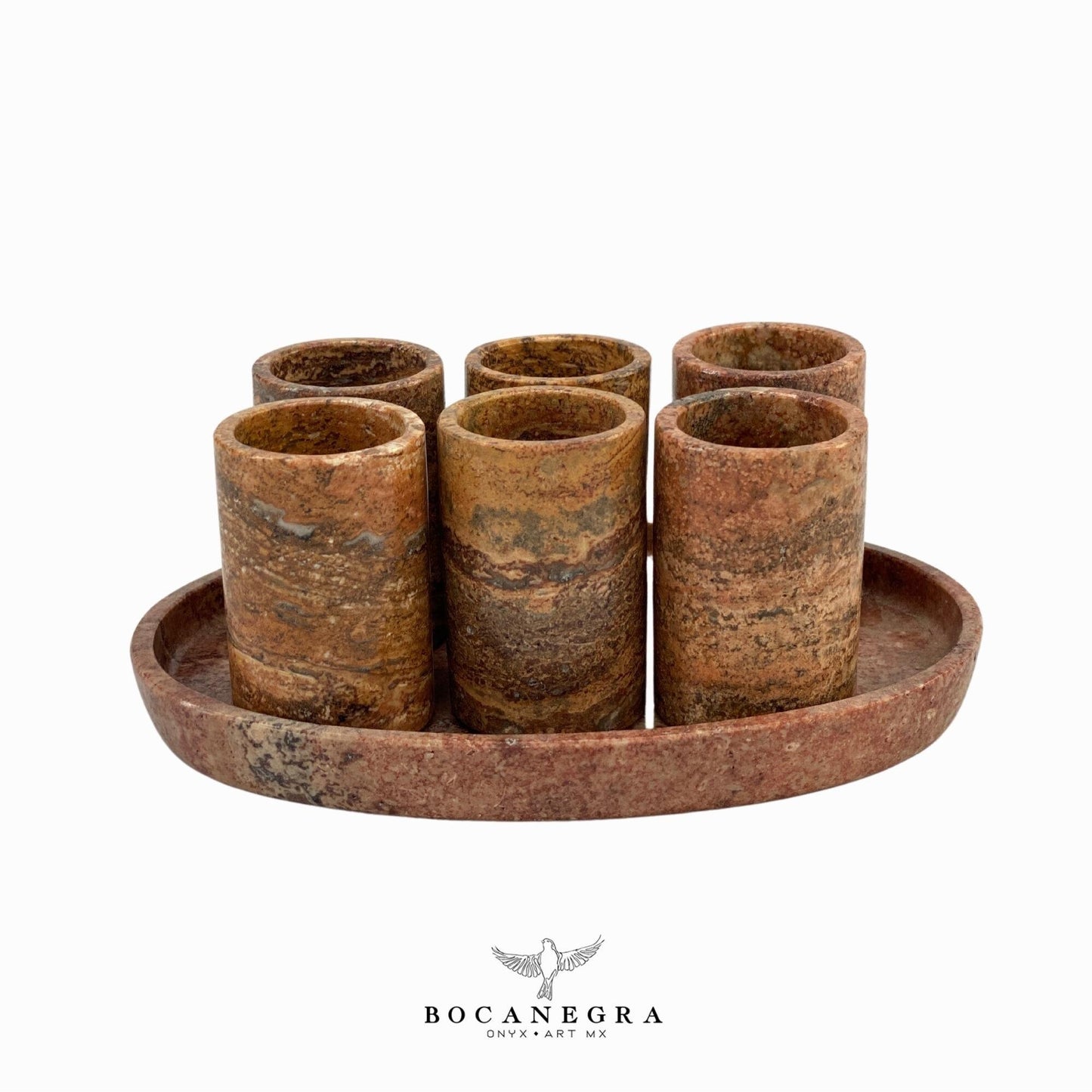 Copper Onyx Tequila Shots - Hand carved shot - (Set of 6)