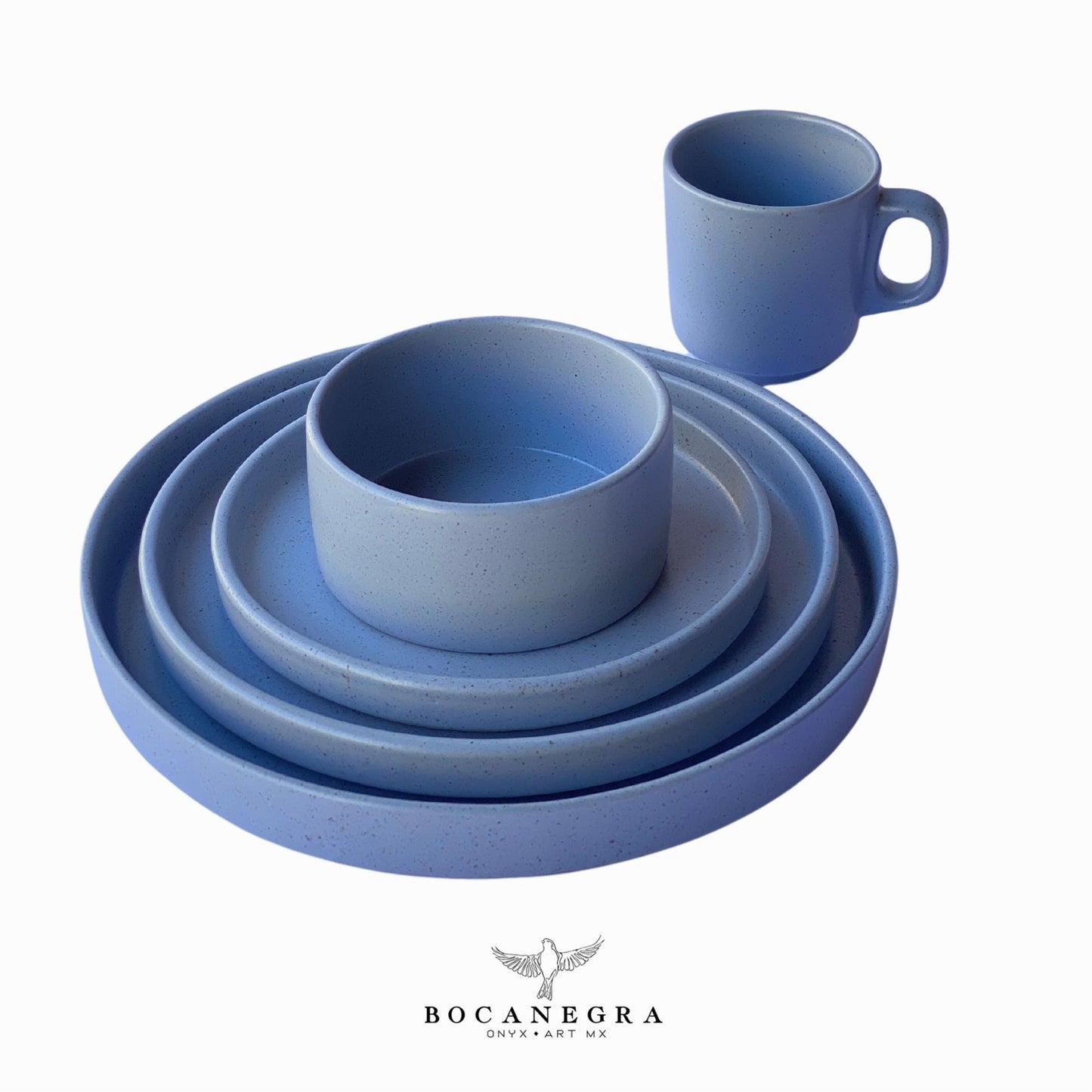Handmade ceramic dinnerware set - Blue Ceramic tableware (5 piece set)