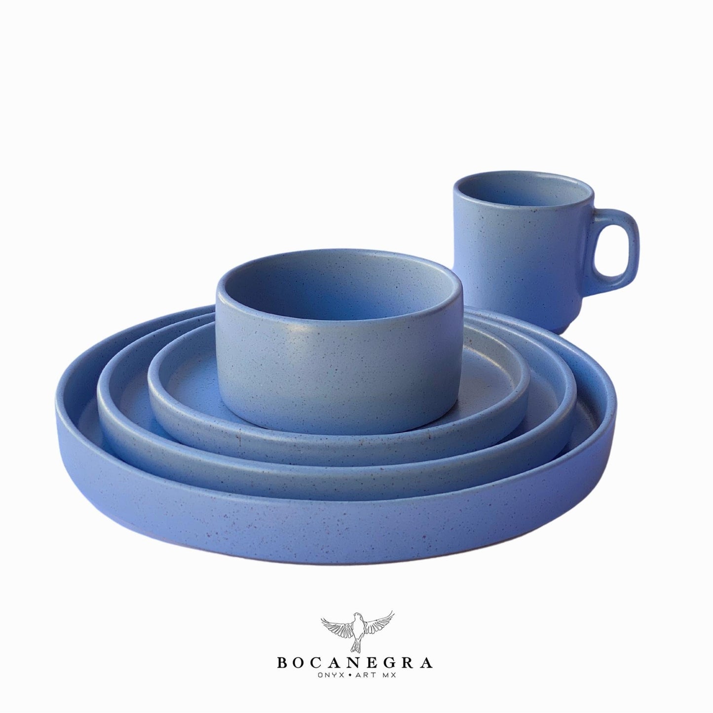 Handmade ceramic dinnerware set - Blue Ceramic tableware (5 piece set)