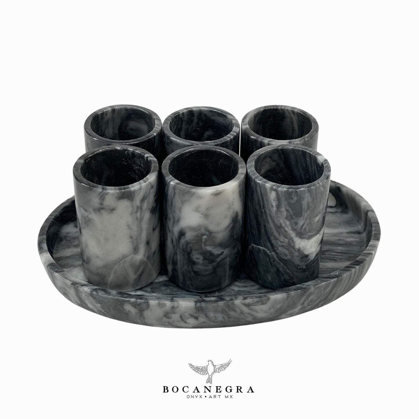 Gray Marble Tequila Shots - Hand carved shot - (Set of 6))