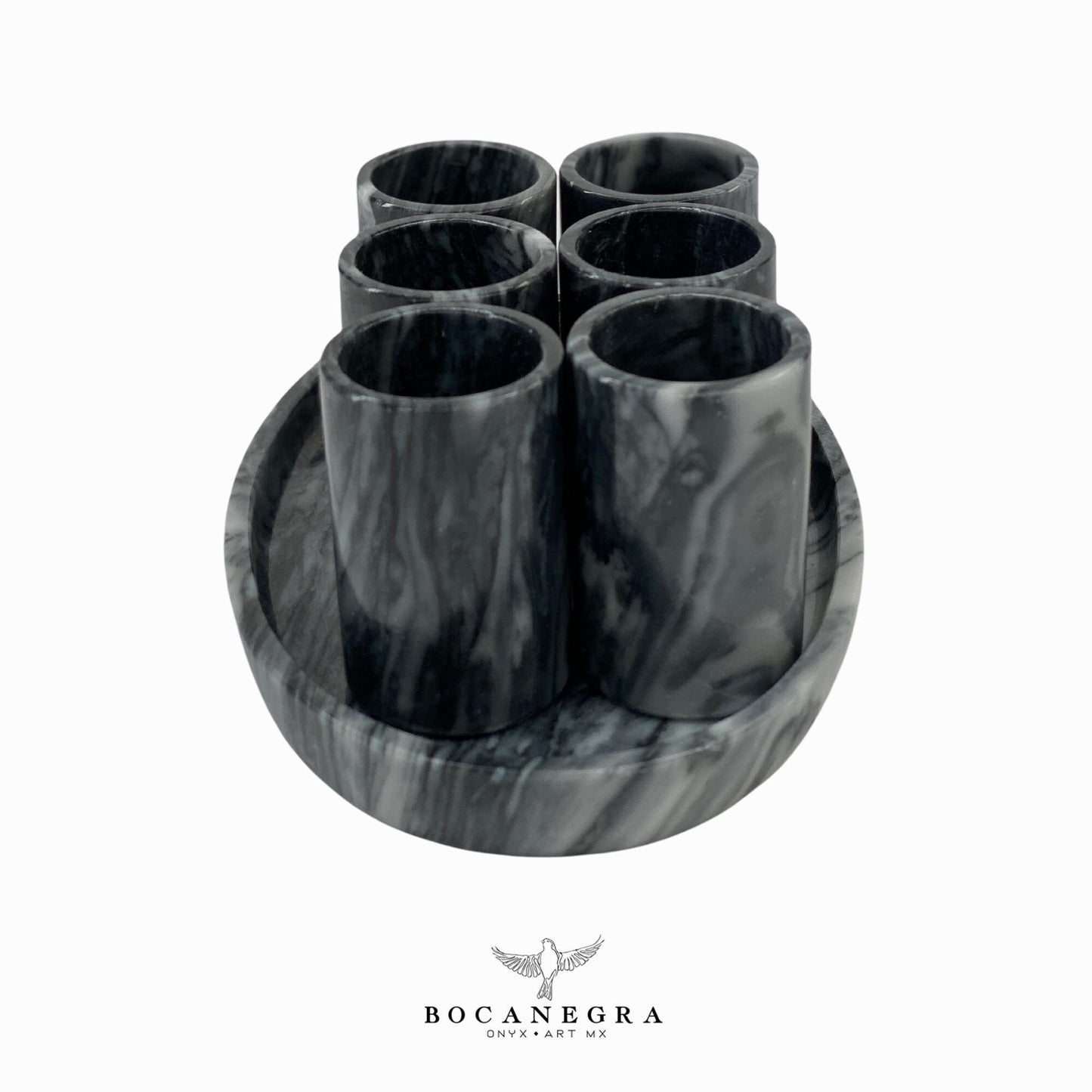 Gray Marble Tequila Shots - Hand carved shot - (Set of 6)