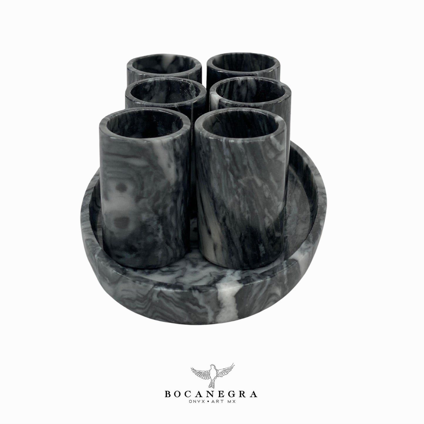 Gray Marble Tequila Shots - Hand carved shot - (Set of 6)