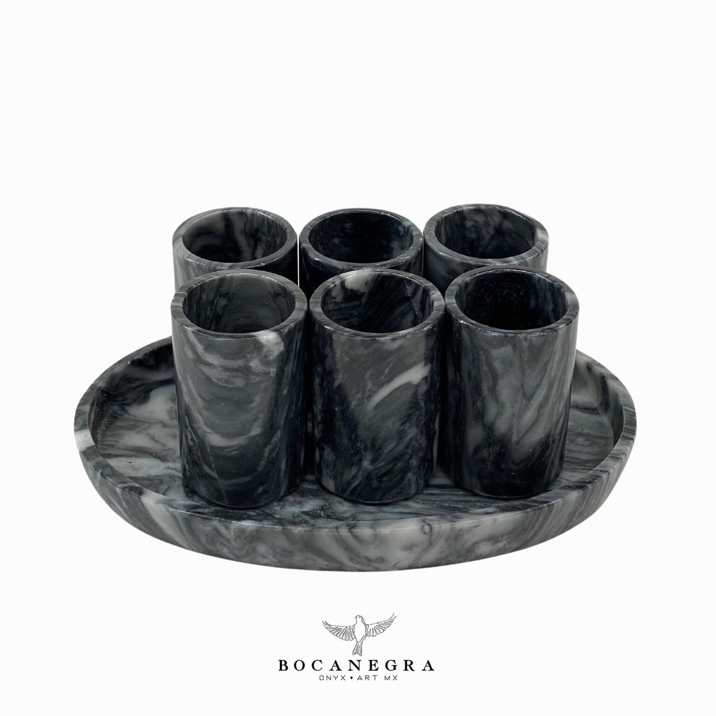 Gray Marble Tequila Shots - Hand carved shot - (Set of 6)