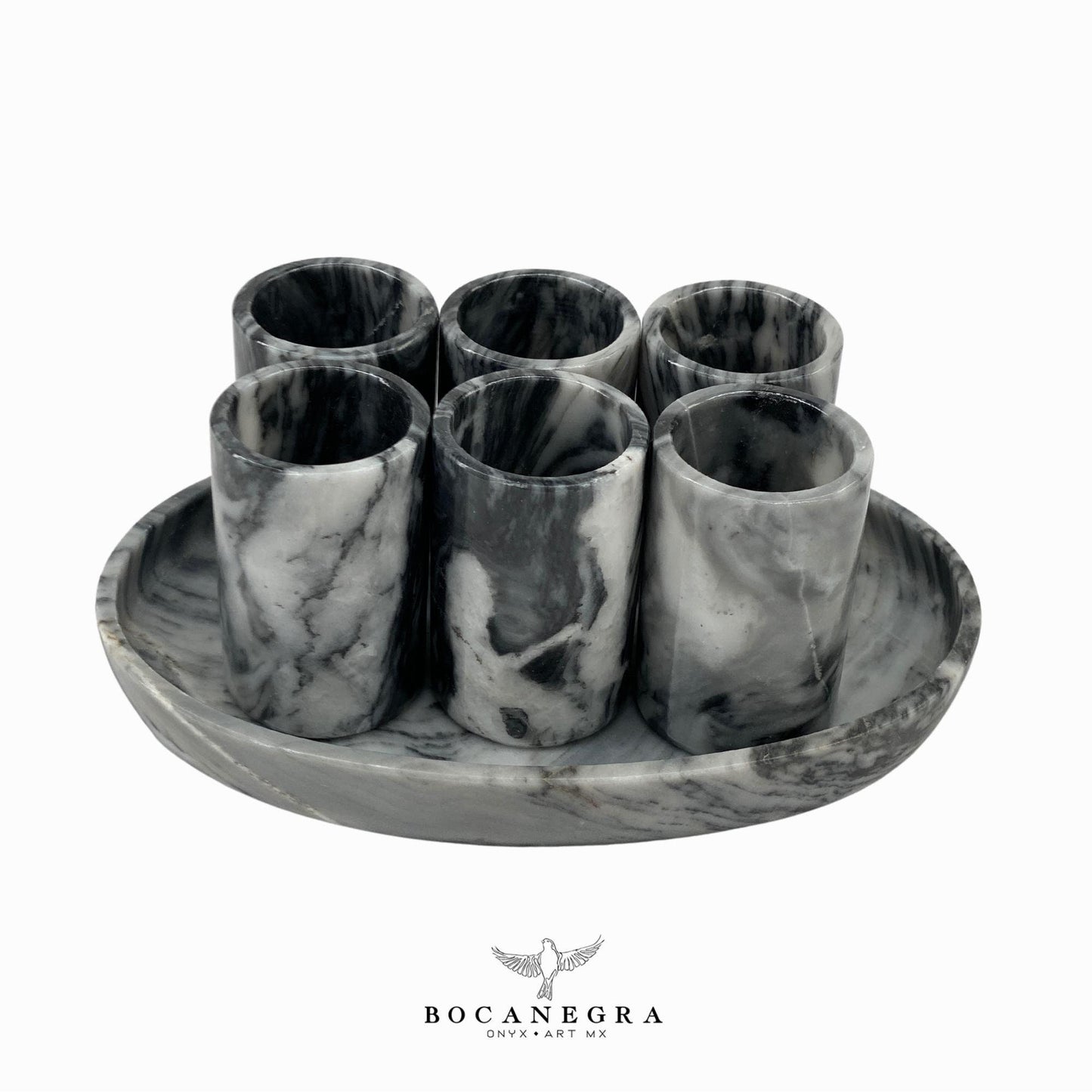 Gray Marble Tequila Shots - Hand carved shot - (Set of 6)