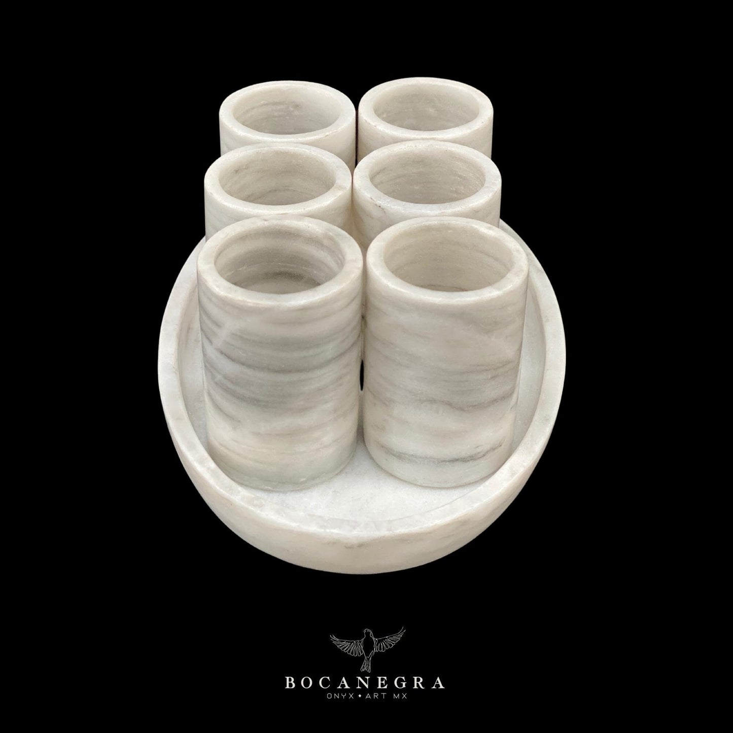 White Marble Tequila Shots - Hand carved shot - (Set of 6)