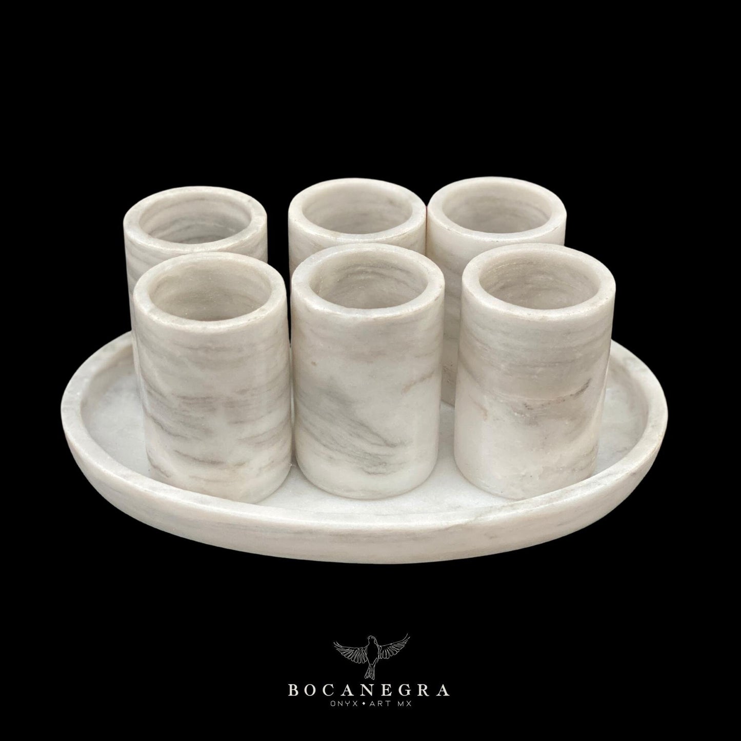 White Marble Tequila Shots - Hand carved shot - (Set of 6)