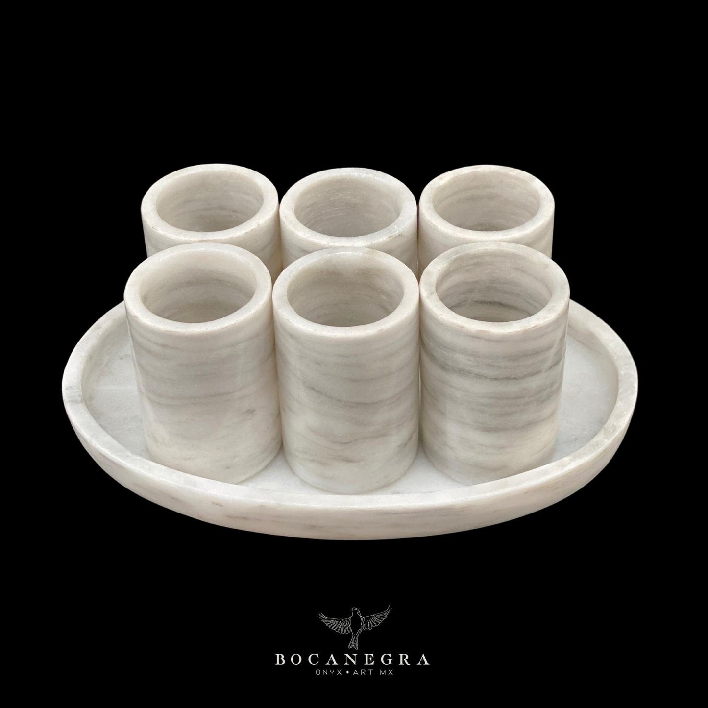 White Marble Tequila Shots - Hand carved shot - (Set of 6)