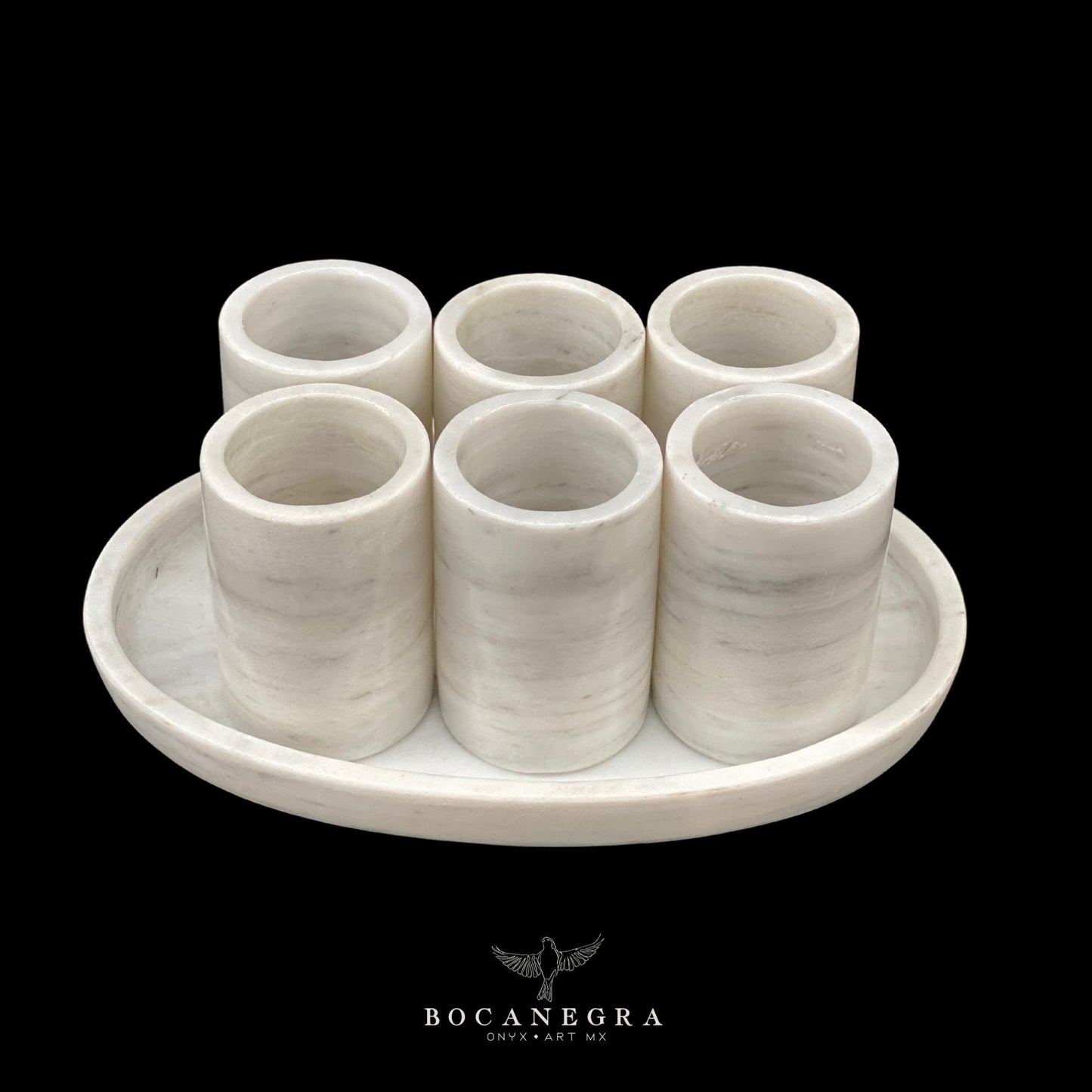 White Marble Tequila Shots - Hand carved shot - (Set of 6)