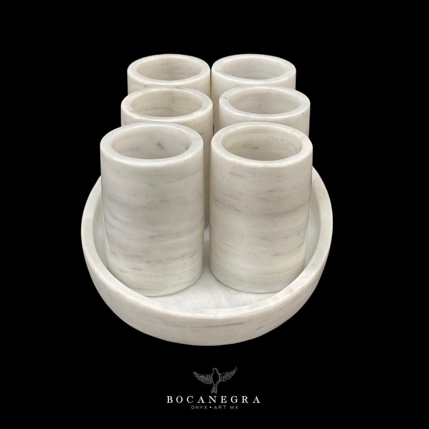 White Marble Tequila Shots - Hand carved shot - (Set of 6)