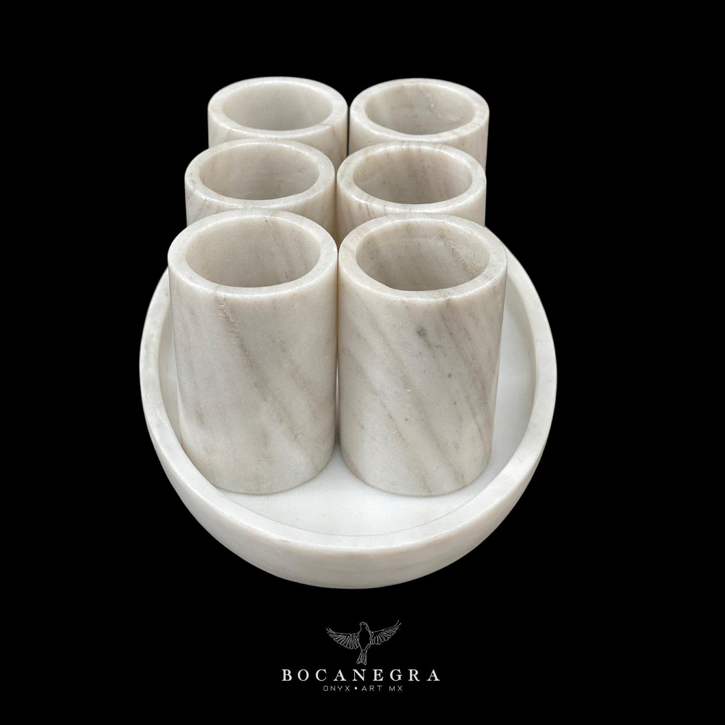 White Marble Tequila Shots - Hand carved shot - (Set of 6)