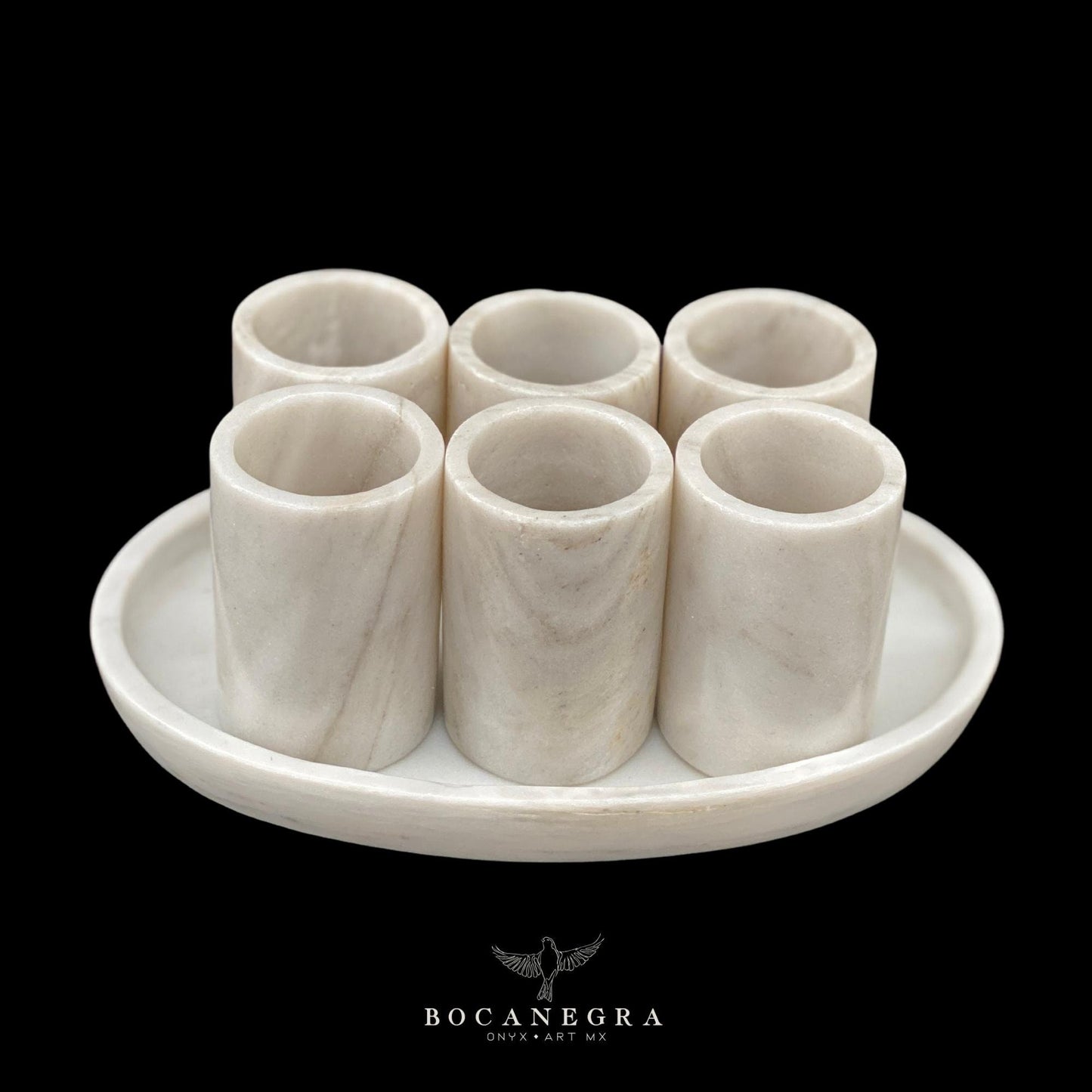 White Marble Tequila Shots - Hand carved shot - (Set of 6)