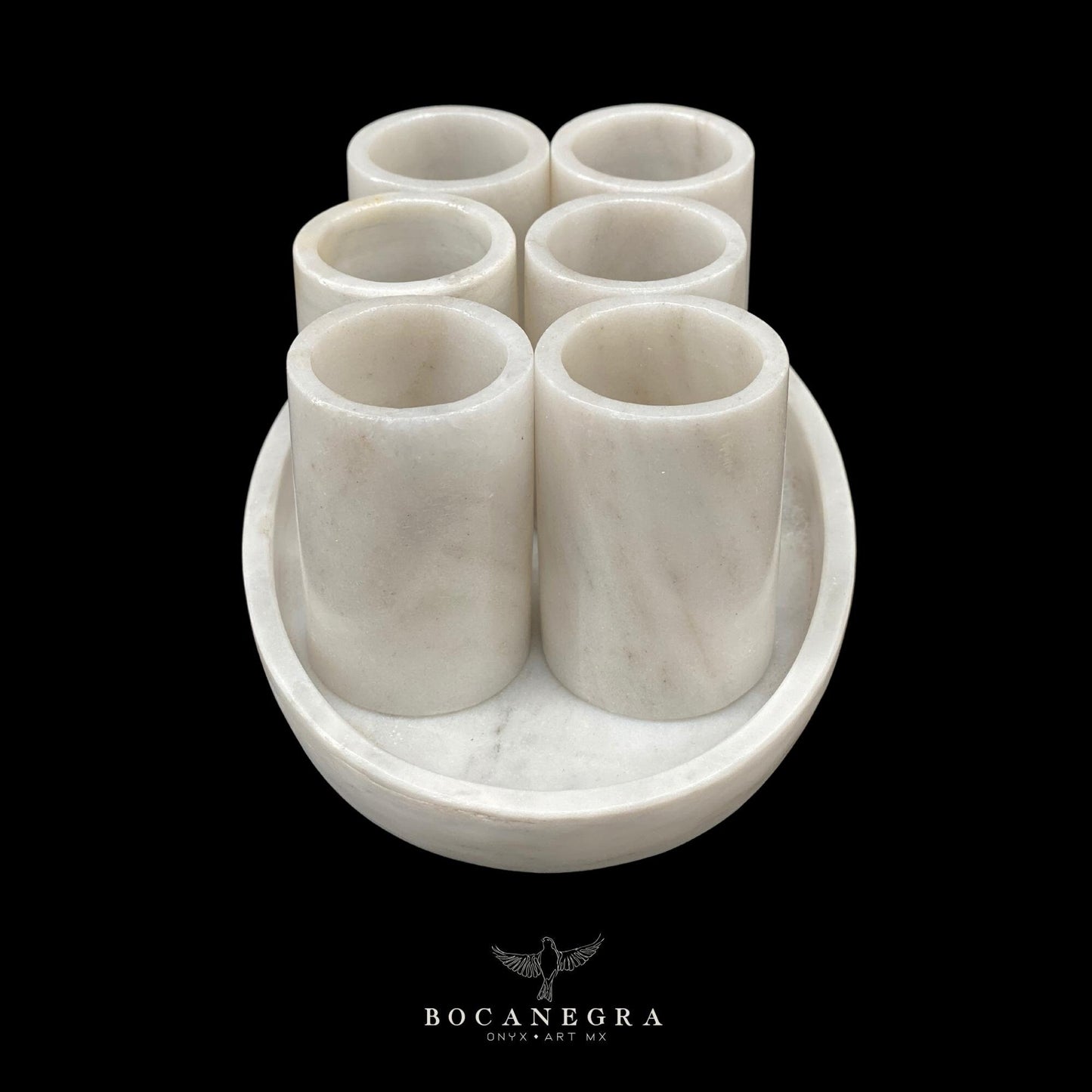 White Marble Tequila Shots - Hand carved shot - (Set of 6)