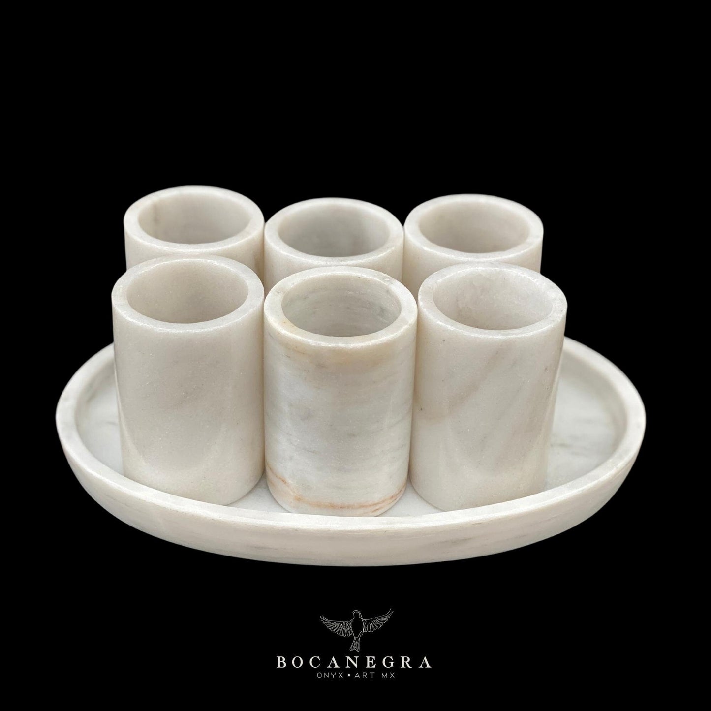 White Marble Tequila Shots - Hand carved shot - (Set of 6)