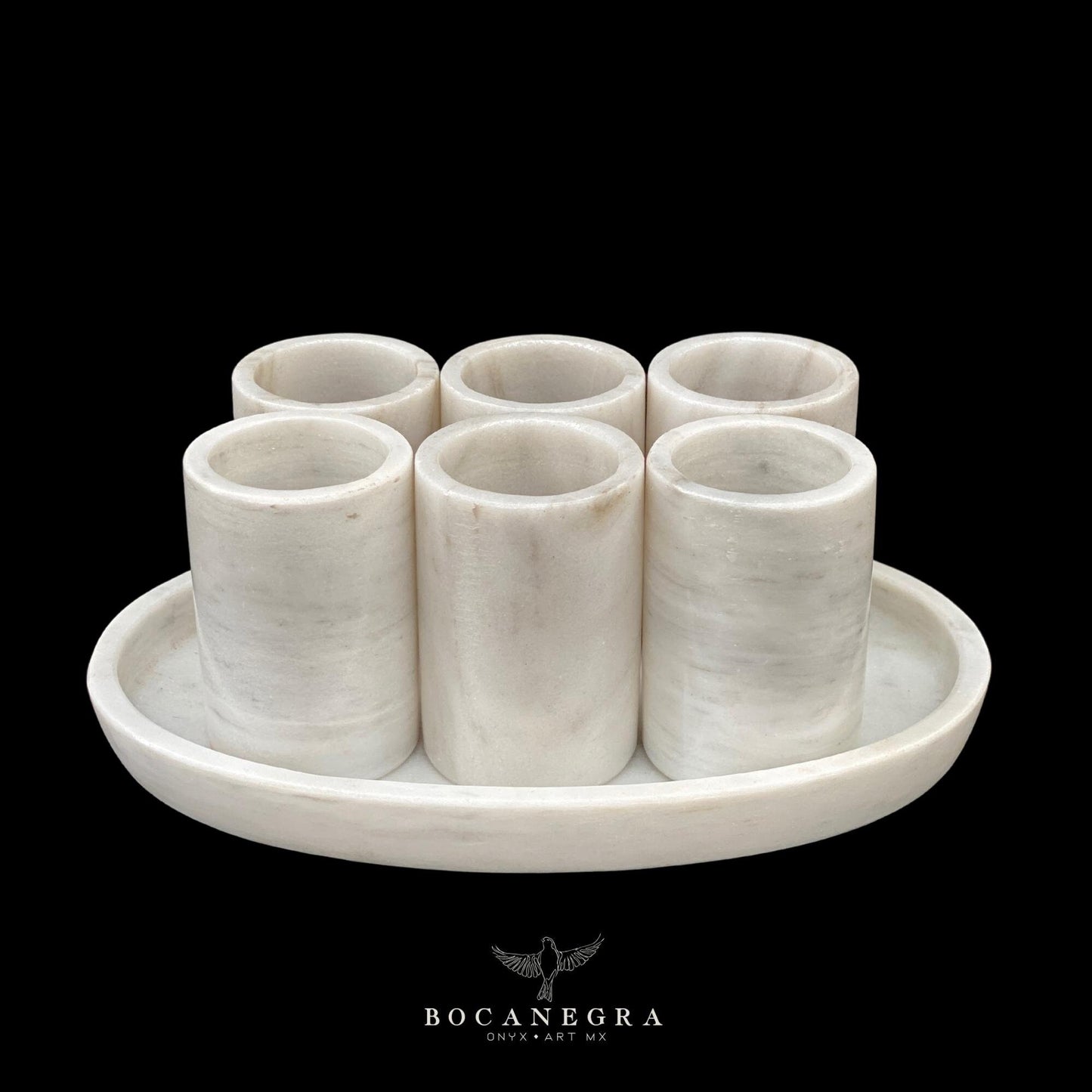 White Marble Tequila Shots - Hand carved shot - (Set of 6)