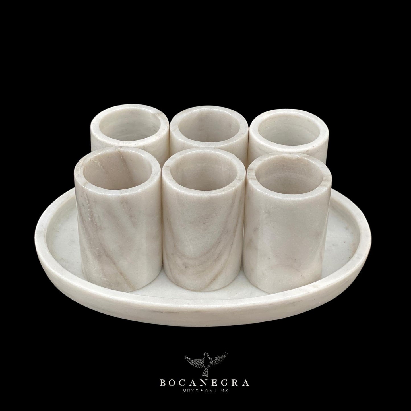 White Marble Tequila Shots - Hand carved shot - (Set of 6)