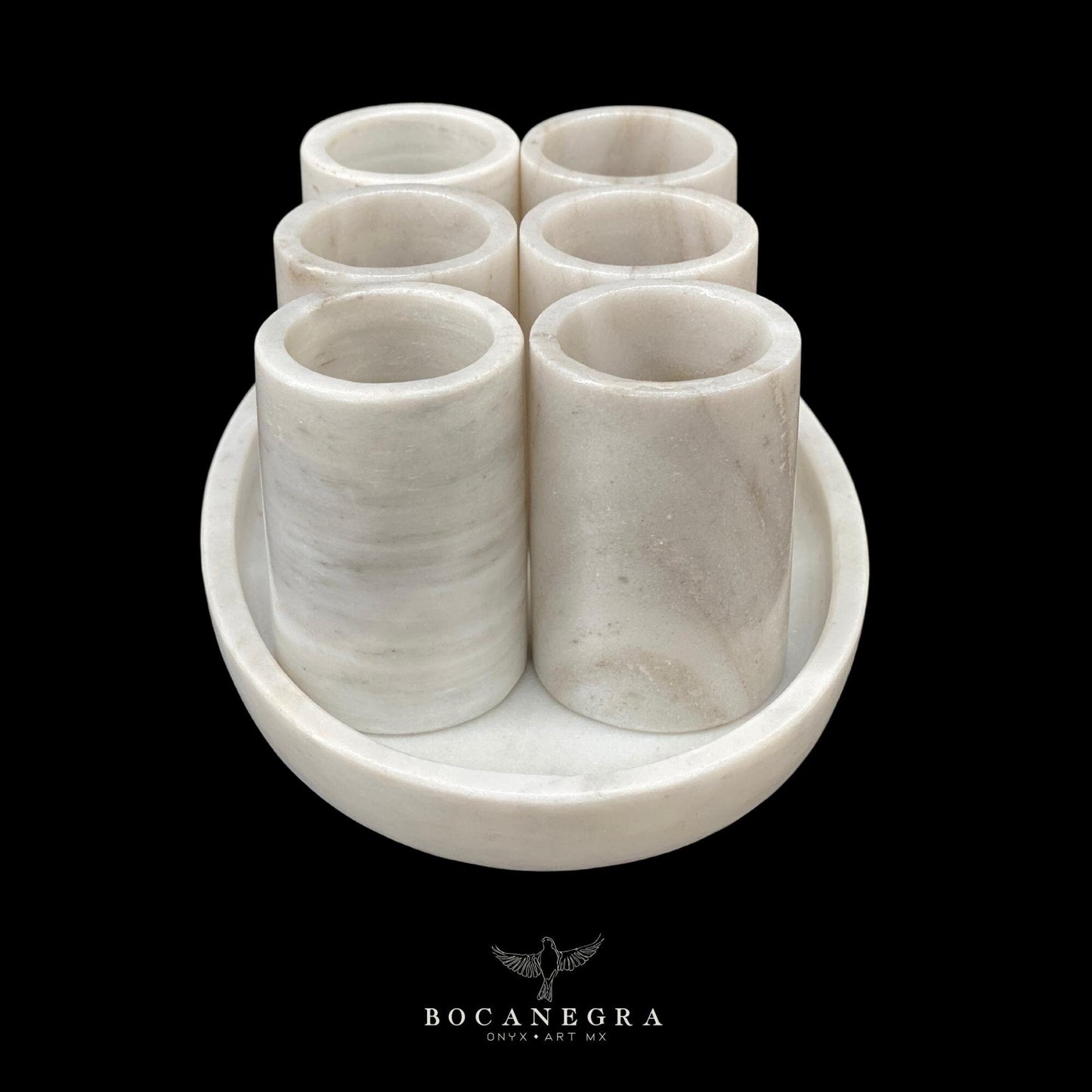 White Marble Tequila Shots - Hand carved shot - (Set of 6)