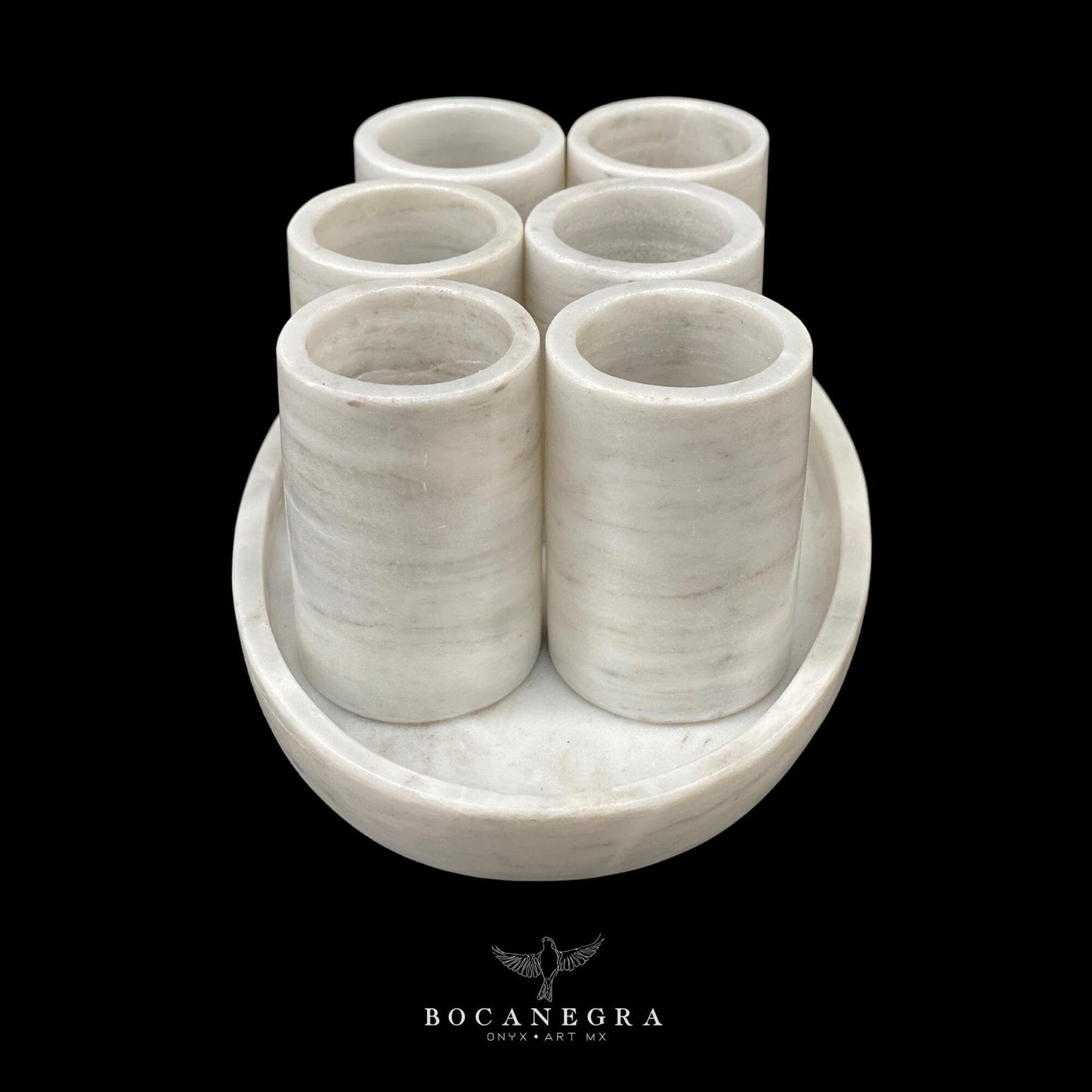 White Marble Tequila Shots - Hand carved shot - (Set of 6)