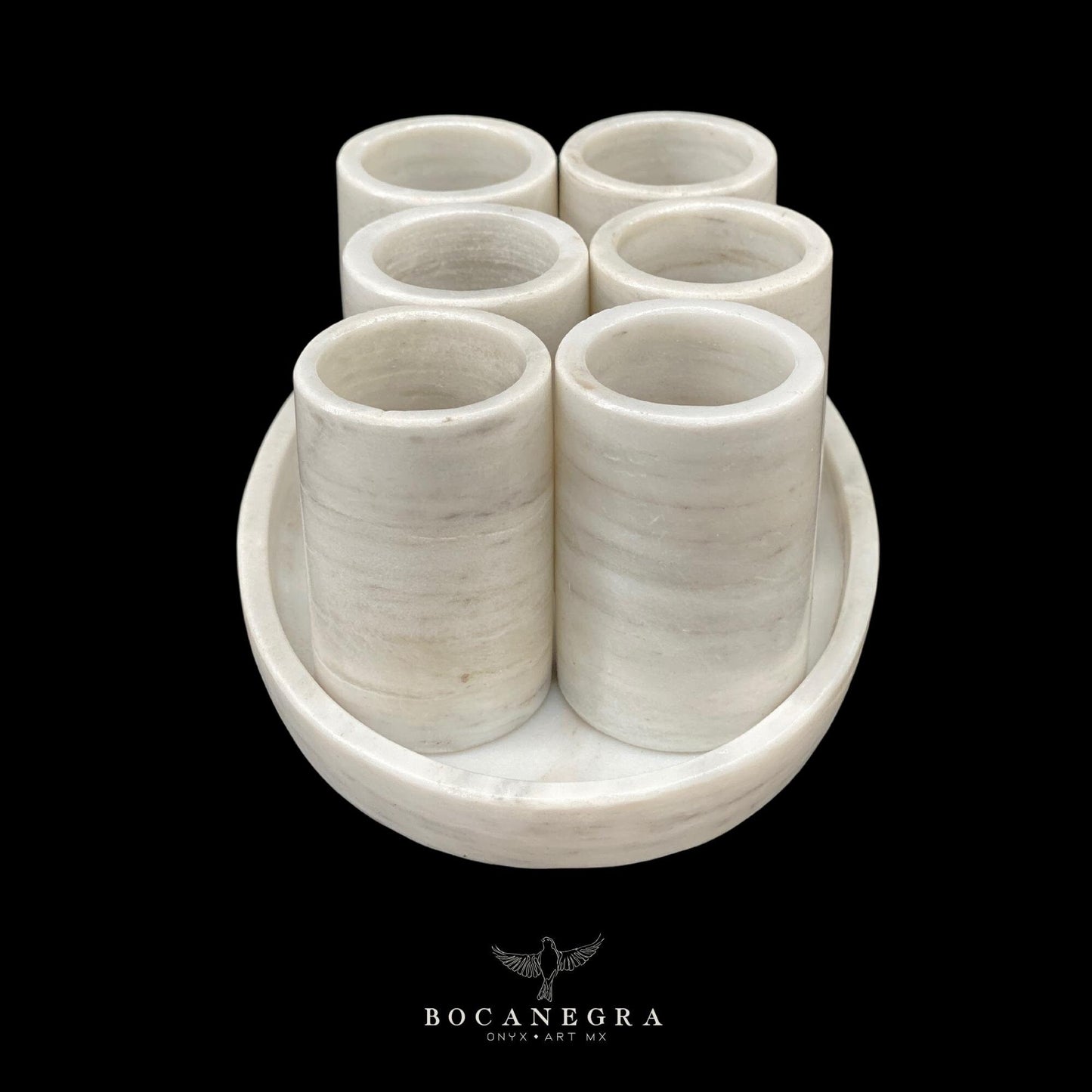 White Marble Tequila Shots - Hand carved shot - (Set of 6)