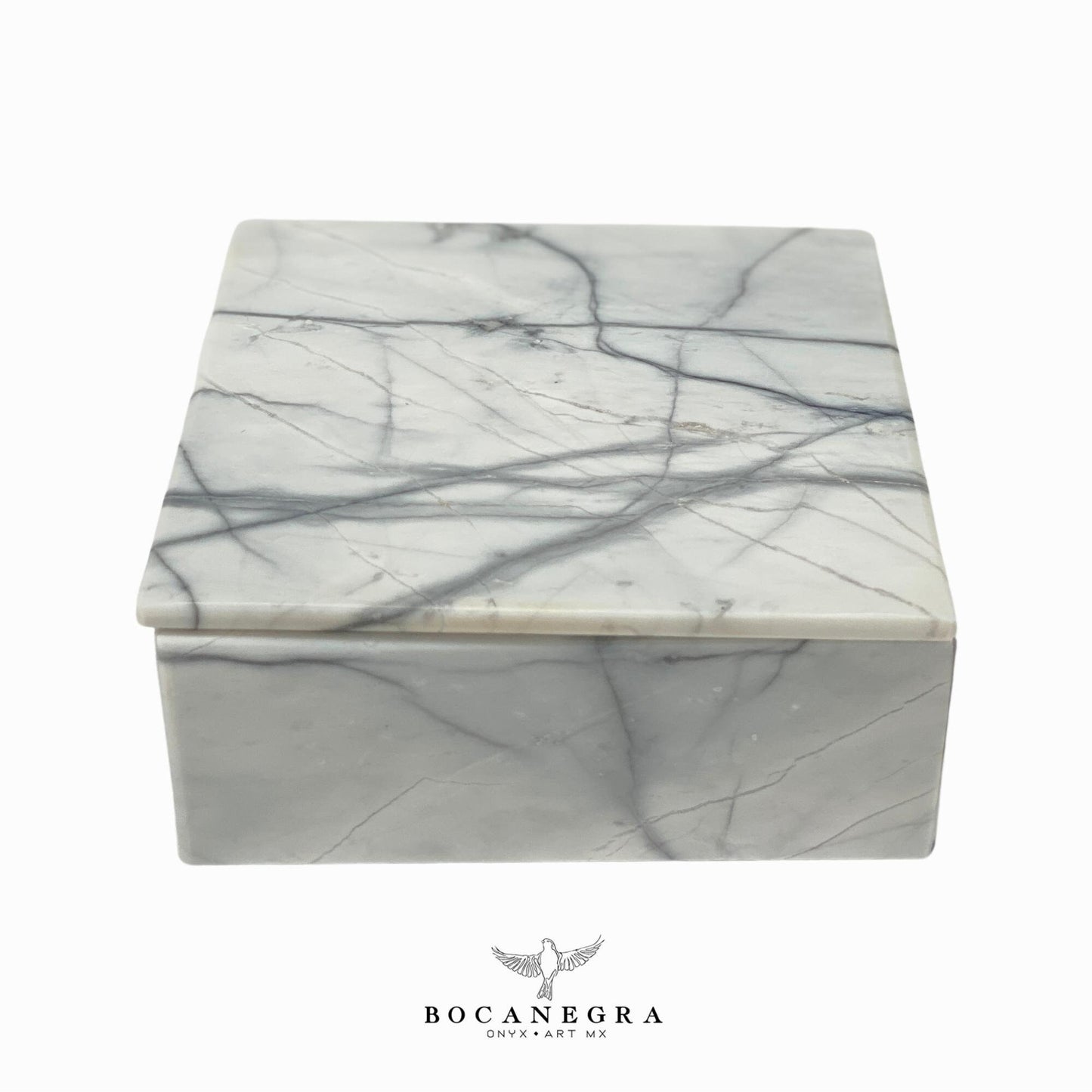 White & Gray Marble Square Jewelry Box - Organizer - Storage Box