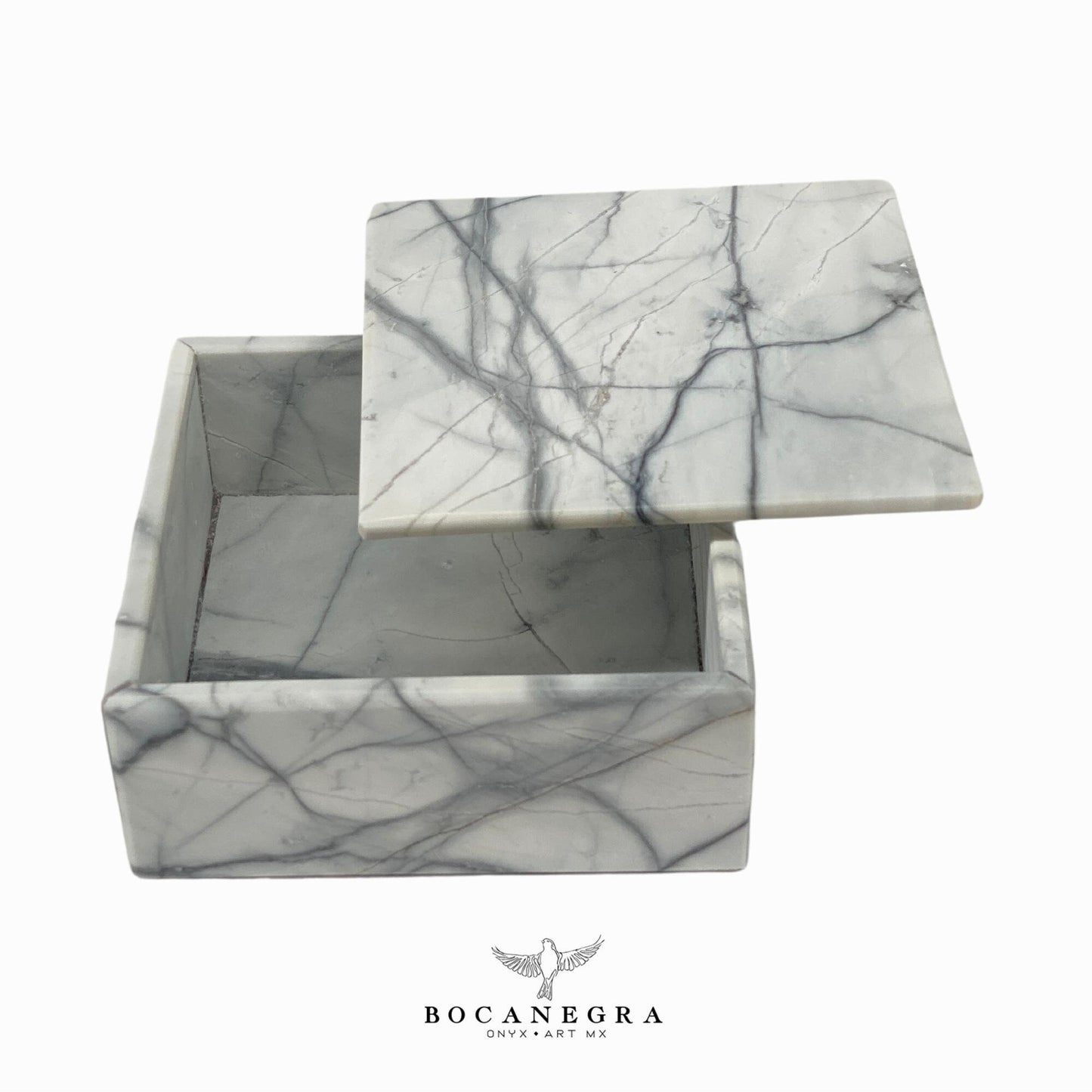 White & Gray Marble Square Jewelry Box - Organizer - Storage Box