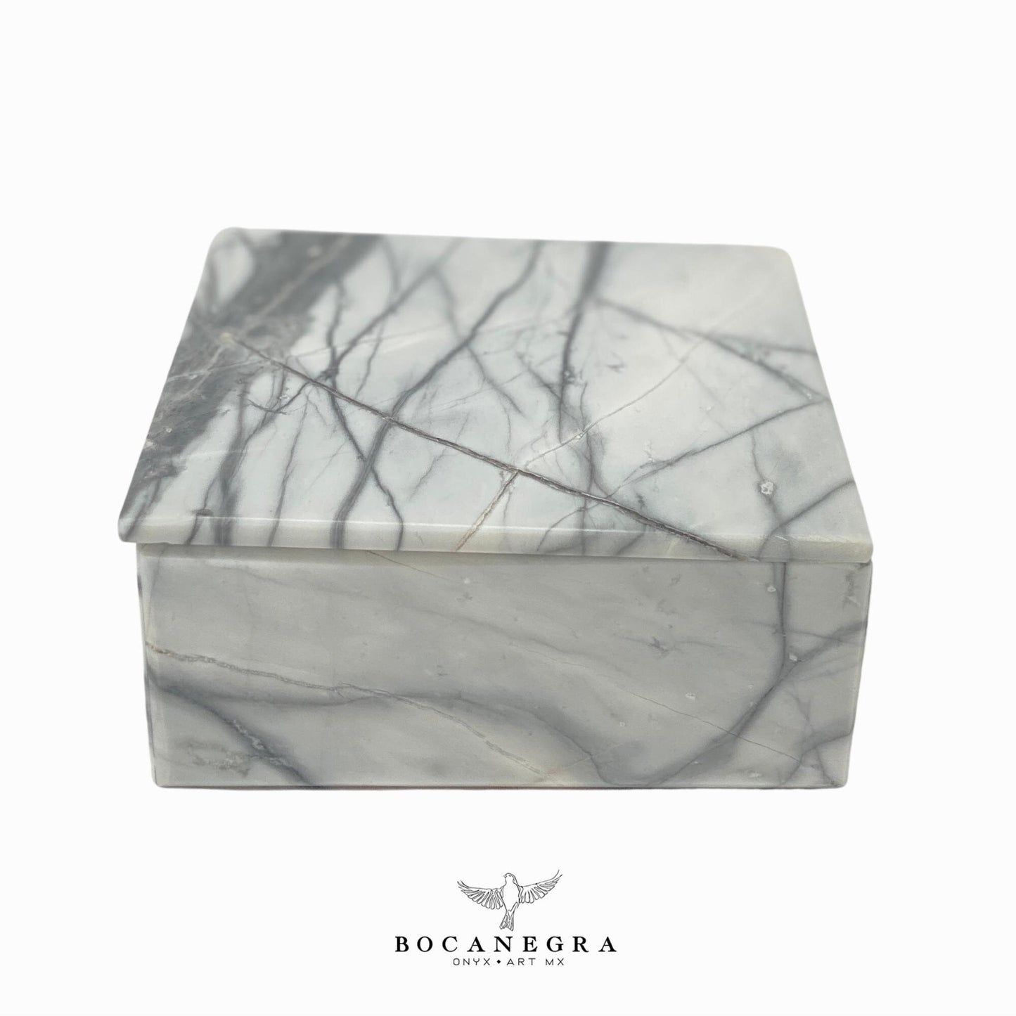 White & Gray Marble Square Jewelry Box - Organizer - Storage Box