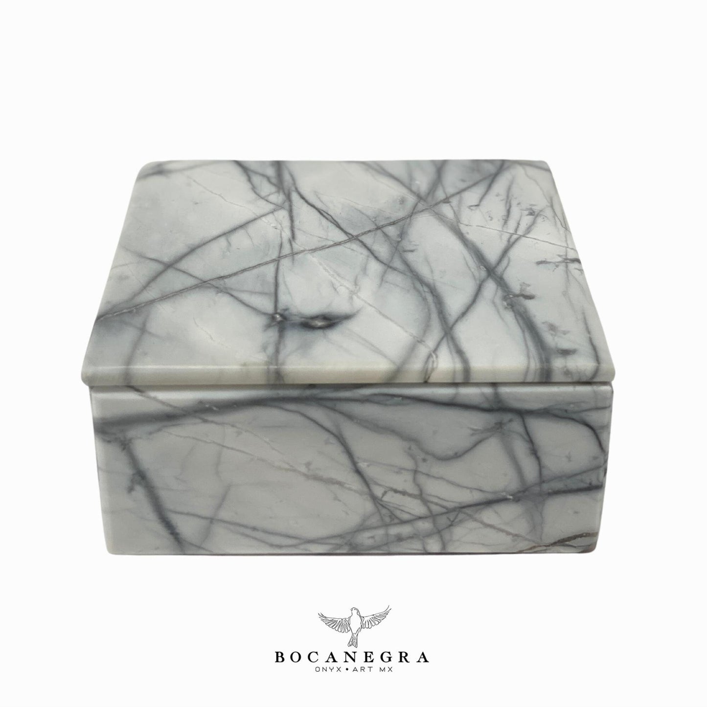 White & Gray Marble Square Jewelry Box - Organizer - Storage Box