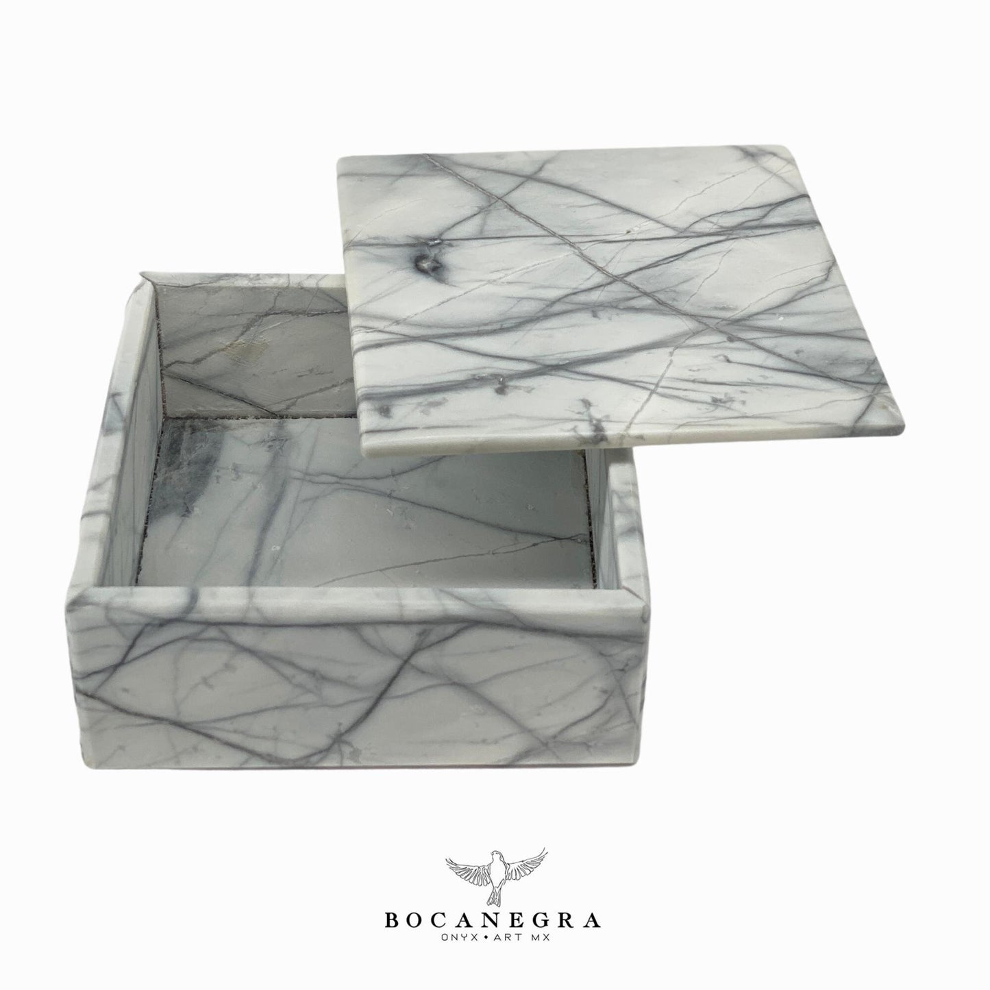 White & Gray Marble Square Jewelry Box - Organizer - Storage Box