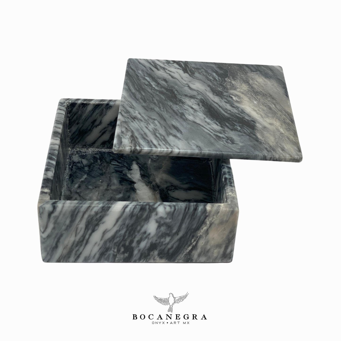 Gray & White Marble Square Jewelry Box - Organizer - Storage Box
