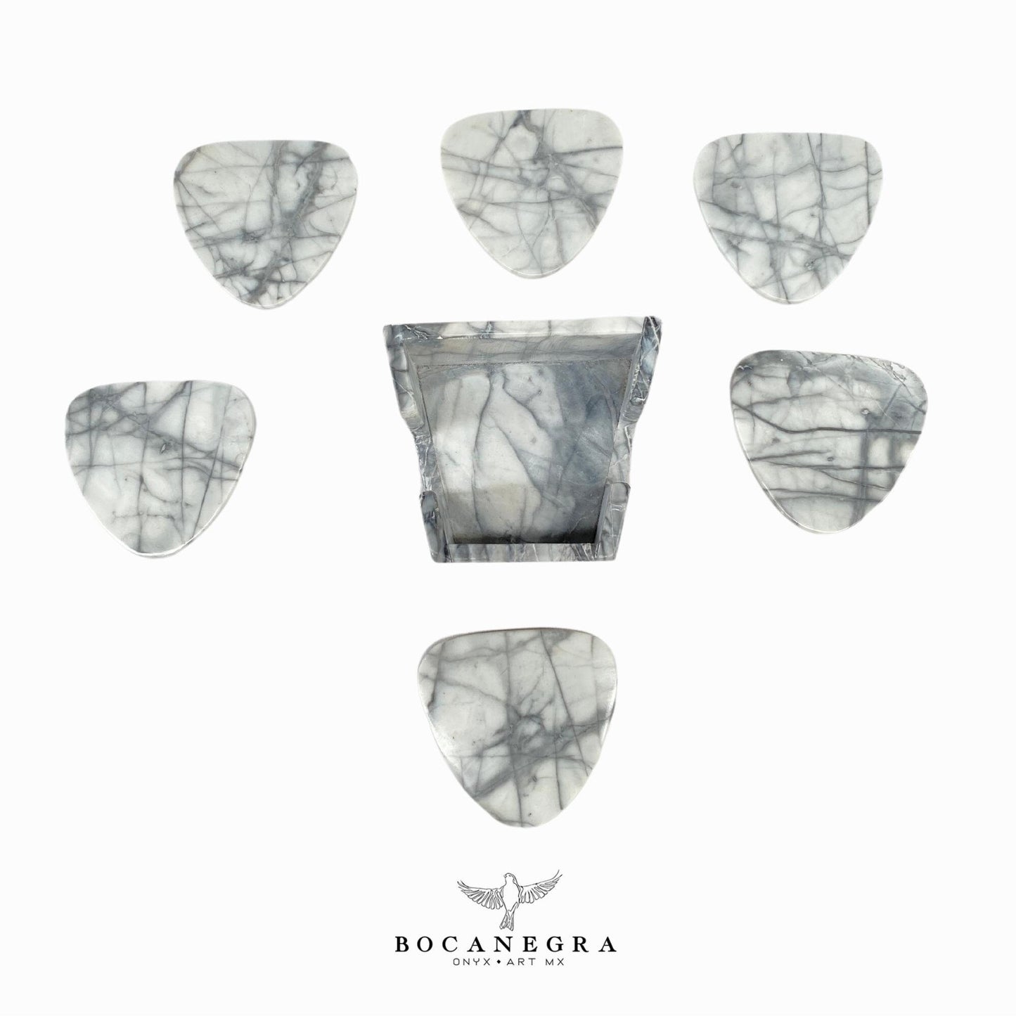 Gray & White Marble Coasters Set - Cup holder (6 Set)