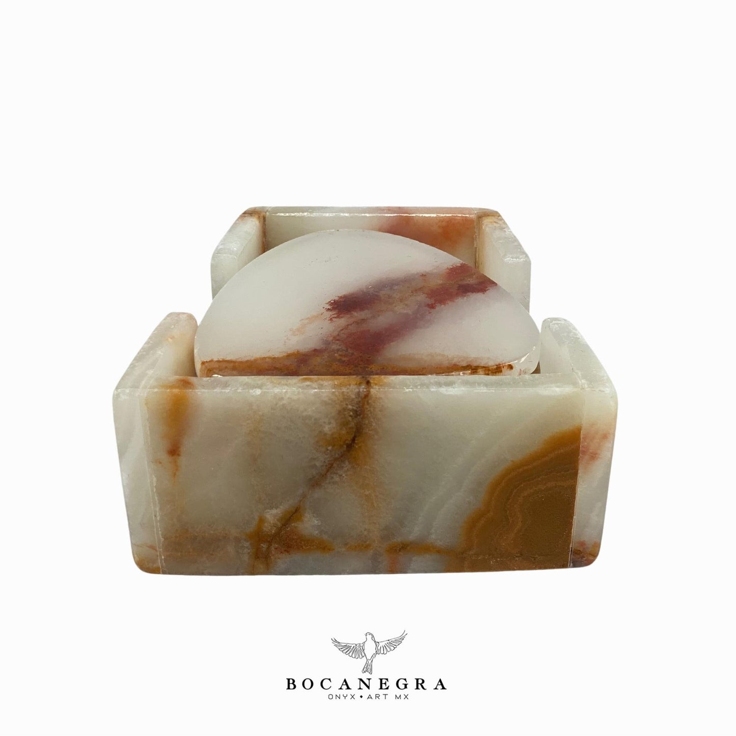 Coasters Set of 6 beige & brown Onyx⎪Cup Onyx Holder