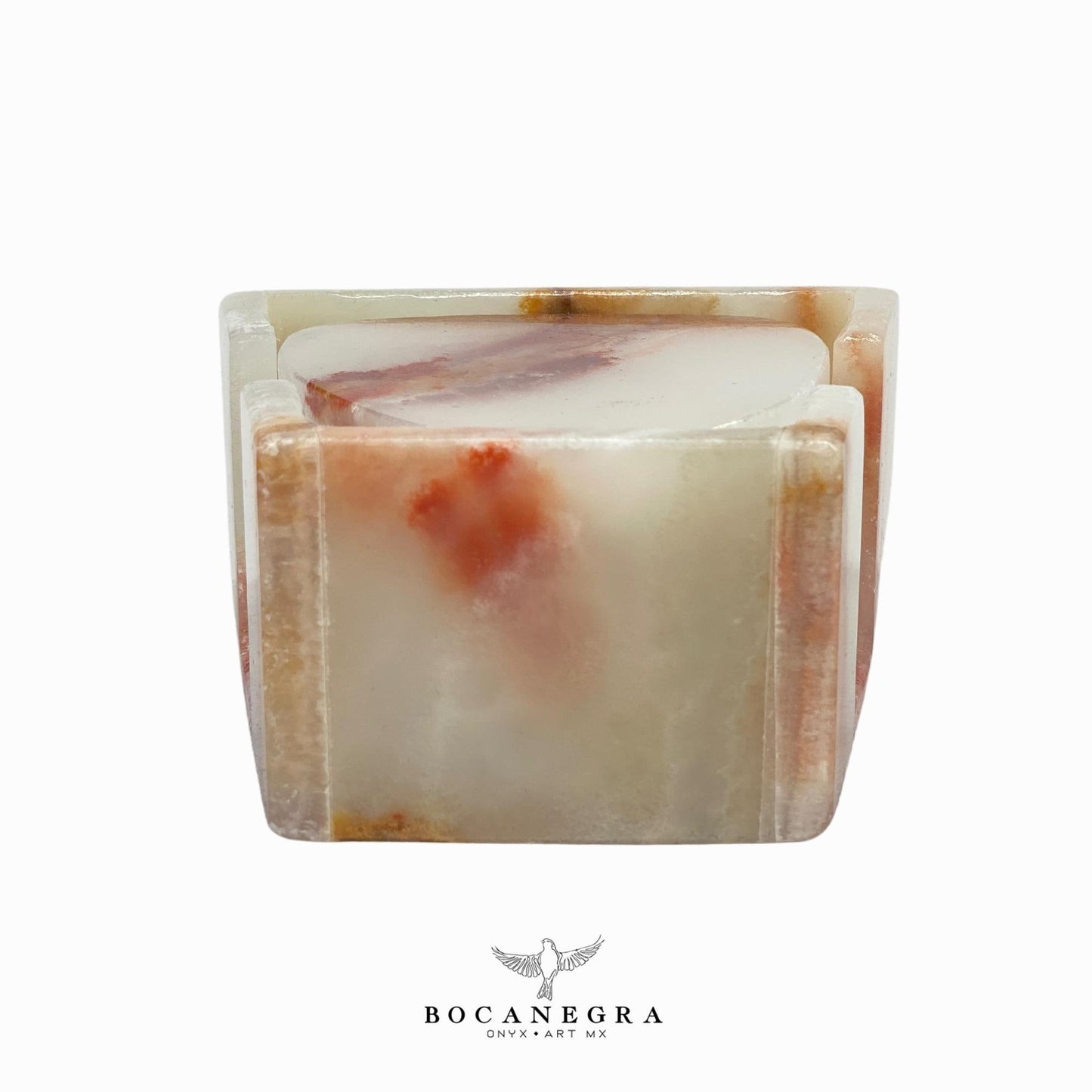 Coasters Set of 6 beige & brown Onyx⎪Cup Onyx Holder