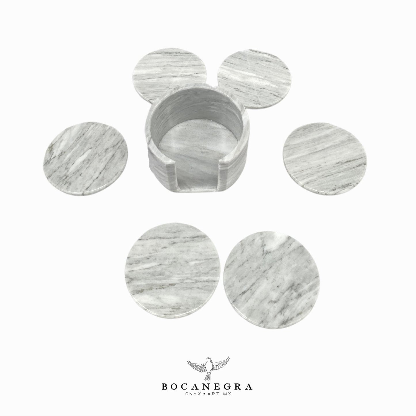White Marble Coasters Set - Cup holder (6 Set)