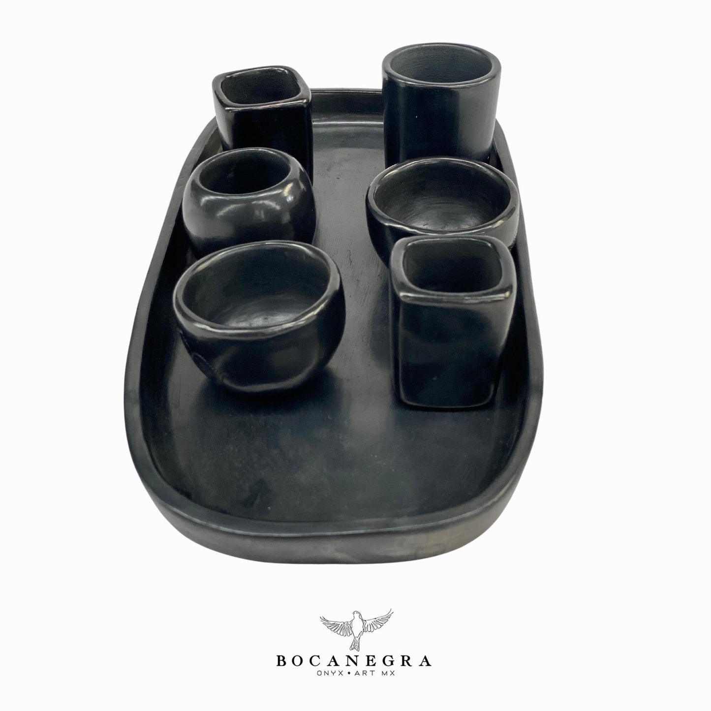 Black Clay Tequila Shots - Hand carved clay shot - (Set of 6)