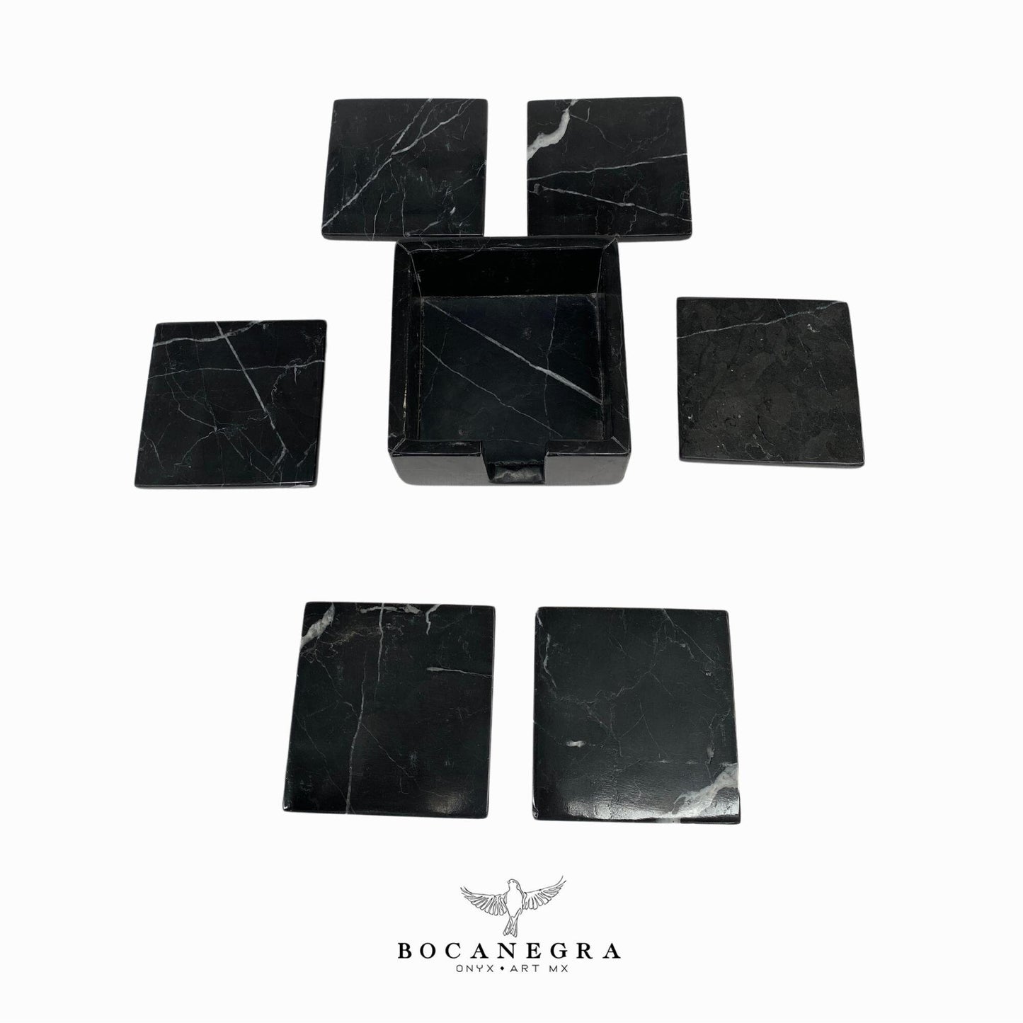Black Marble Coasters Set - Cup holder (6 Set)