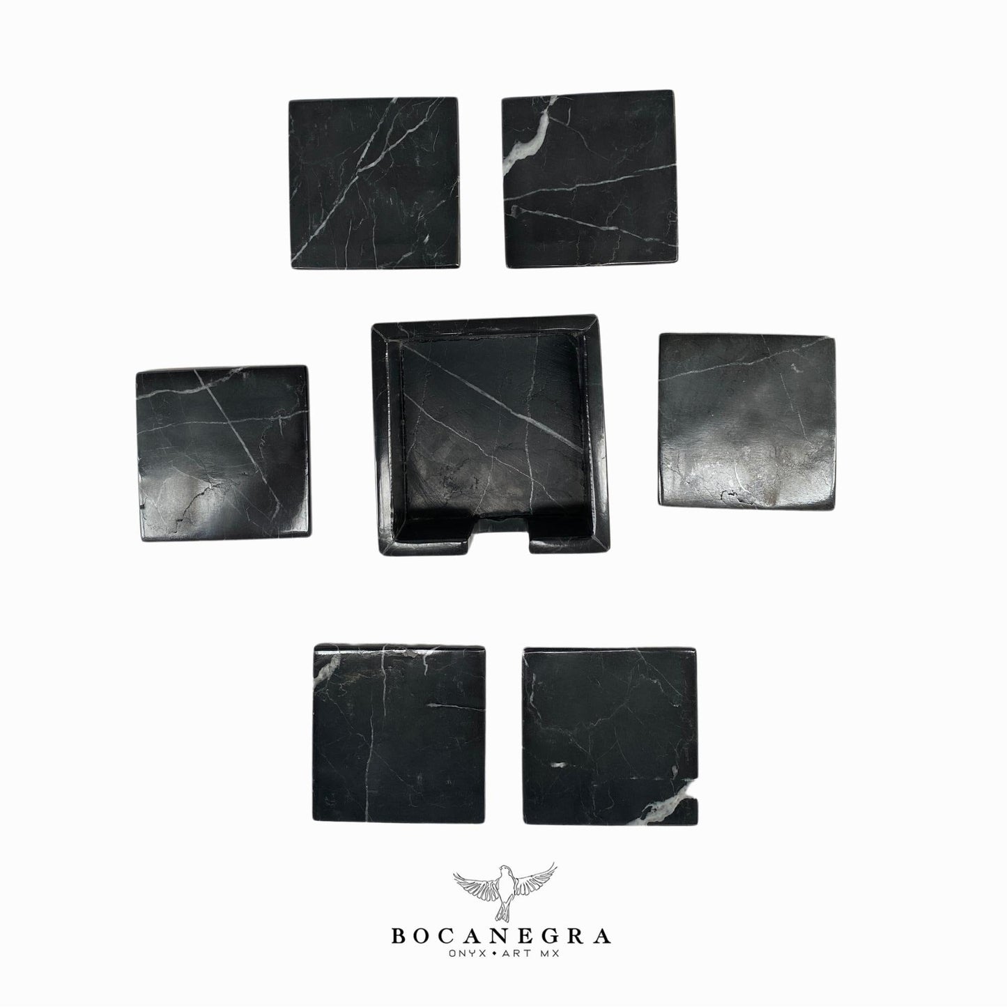 Black Marble Coasters Set - Cup holder (6 Set)