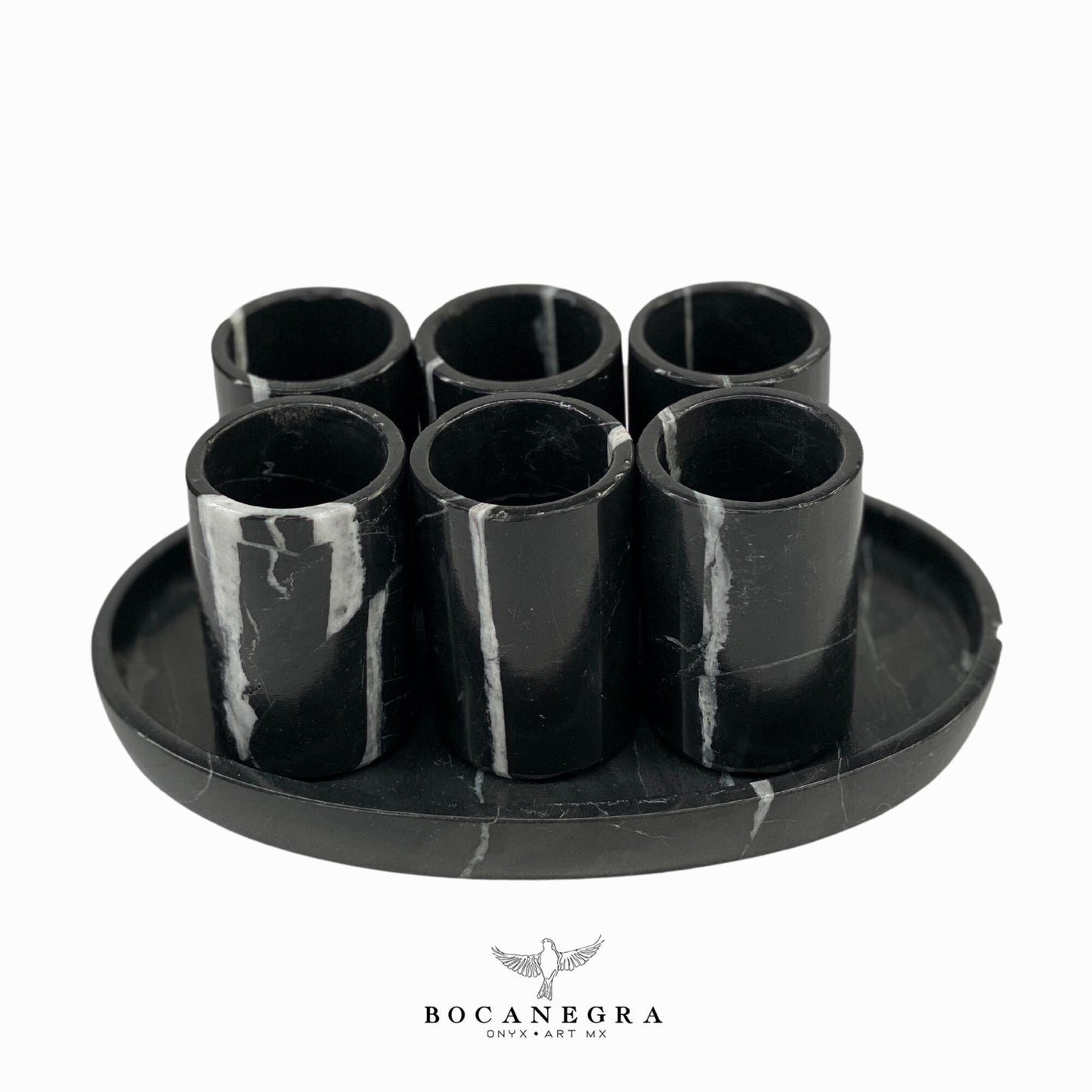 Black Marble Tequila Shots - Hand carved shot - (Set of 6)